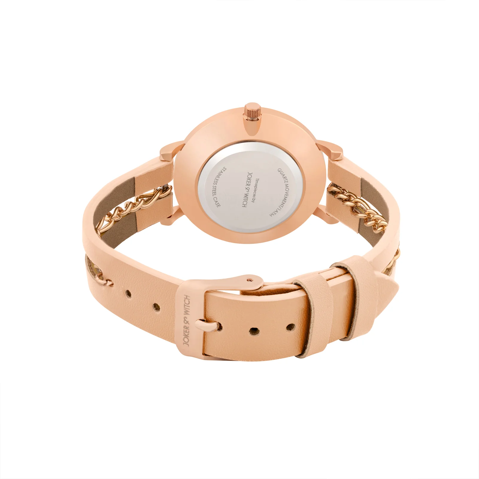 Kristina White Medium Dial Beige PU-Chain Strap Women's Watch - Image 6