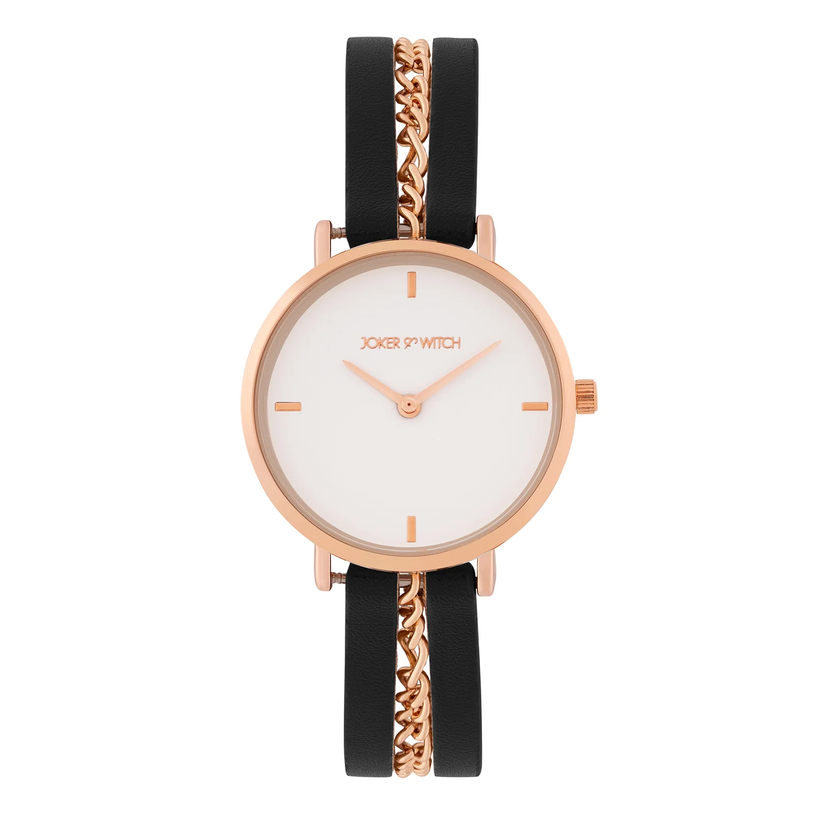 Kristina White Medium Dial Black PU-Chain Strap Women's Watch - Image 3