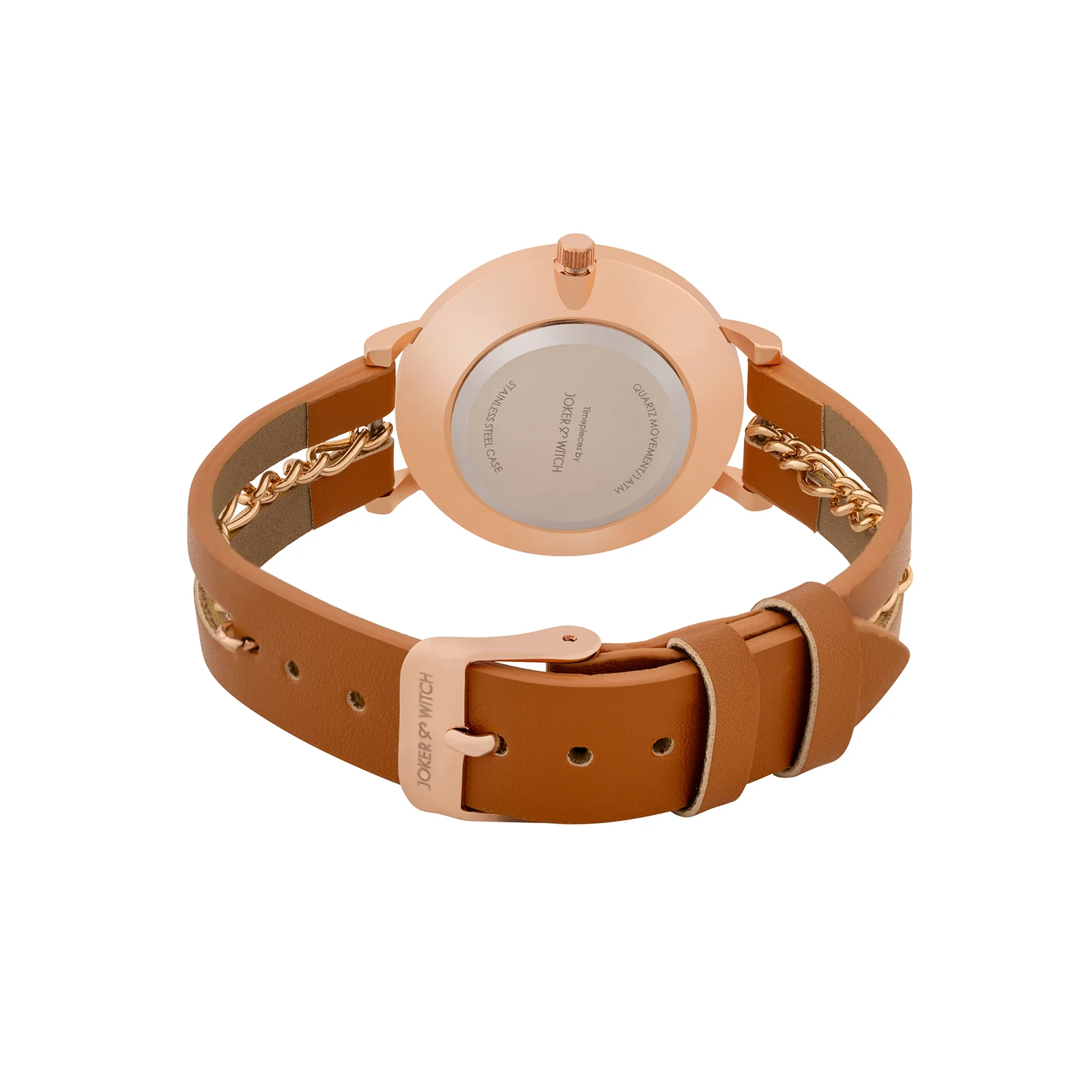 Kristina White Medium Dial Brown PU-Chain Strap Women's Watch - Image 6