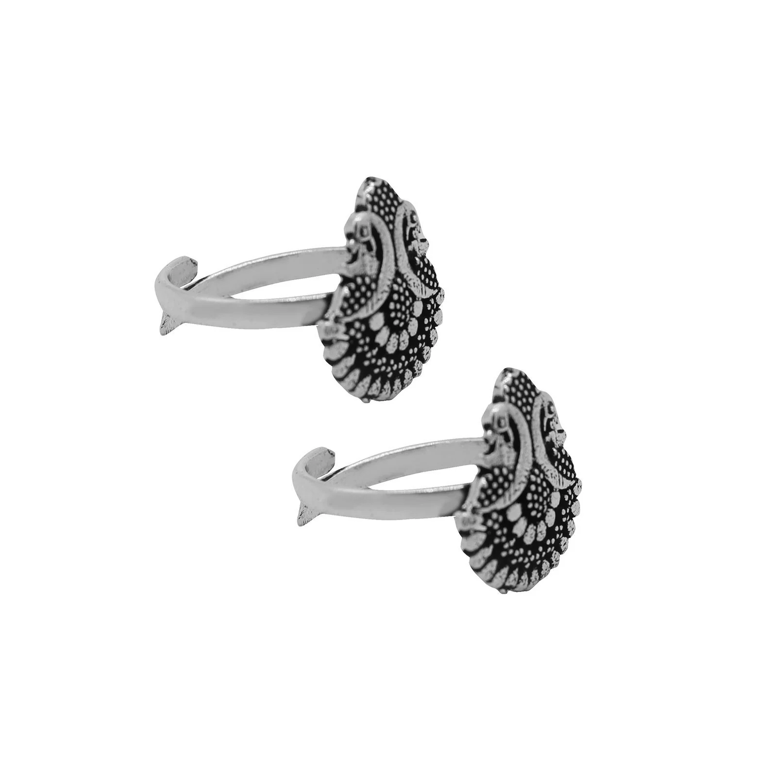 Kshtriya Peacock Silver Oxidized Toe rings - Image 4