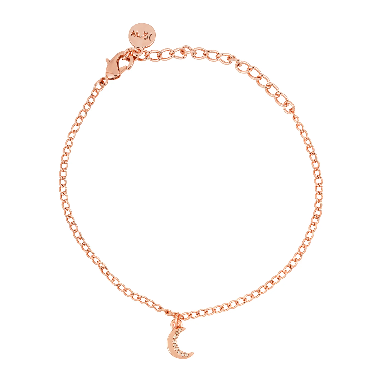Luna Rhinestone Rose Gold Bracelet Charm - Image 3