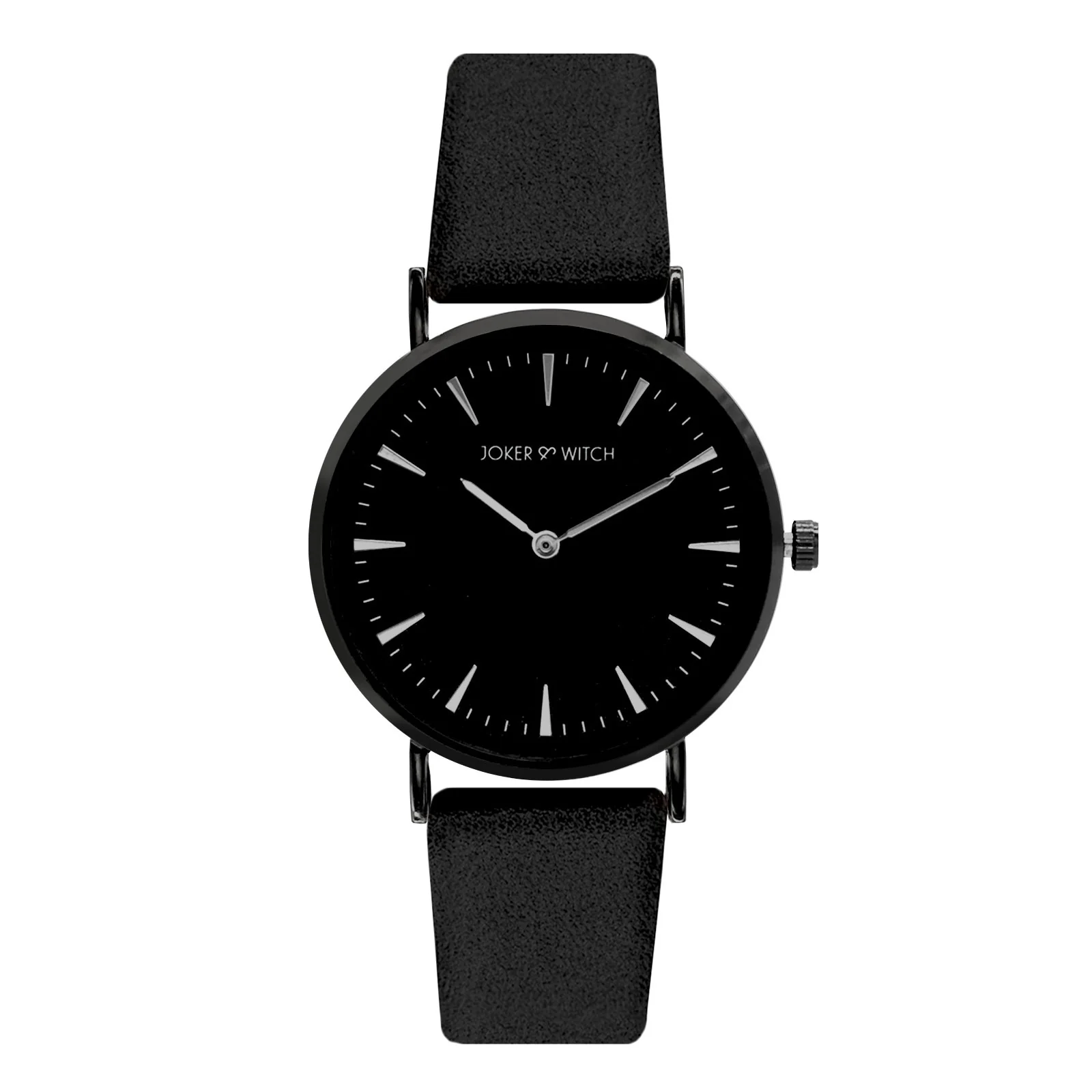 Ines Silver Black Medium Dial PU Strap Women's Watch