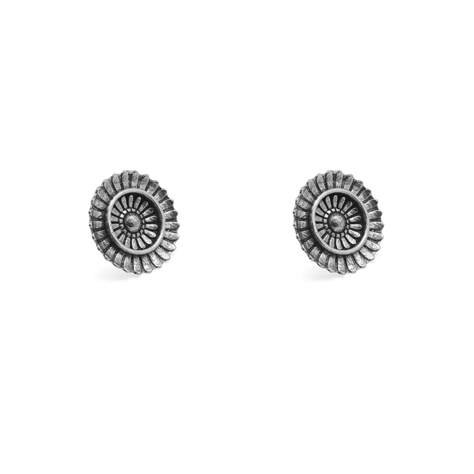Mridhul Circular Silver Oxidized Studs Earrings - Image 3