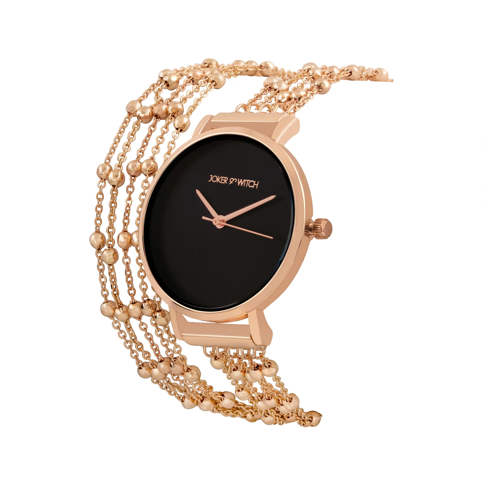 Nami Black Medium Dial Rose Gold Chain Wrap Around Strap Women's Watch - Image 4