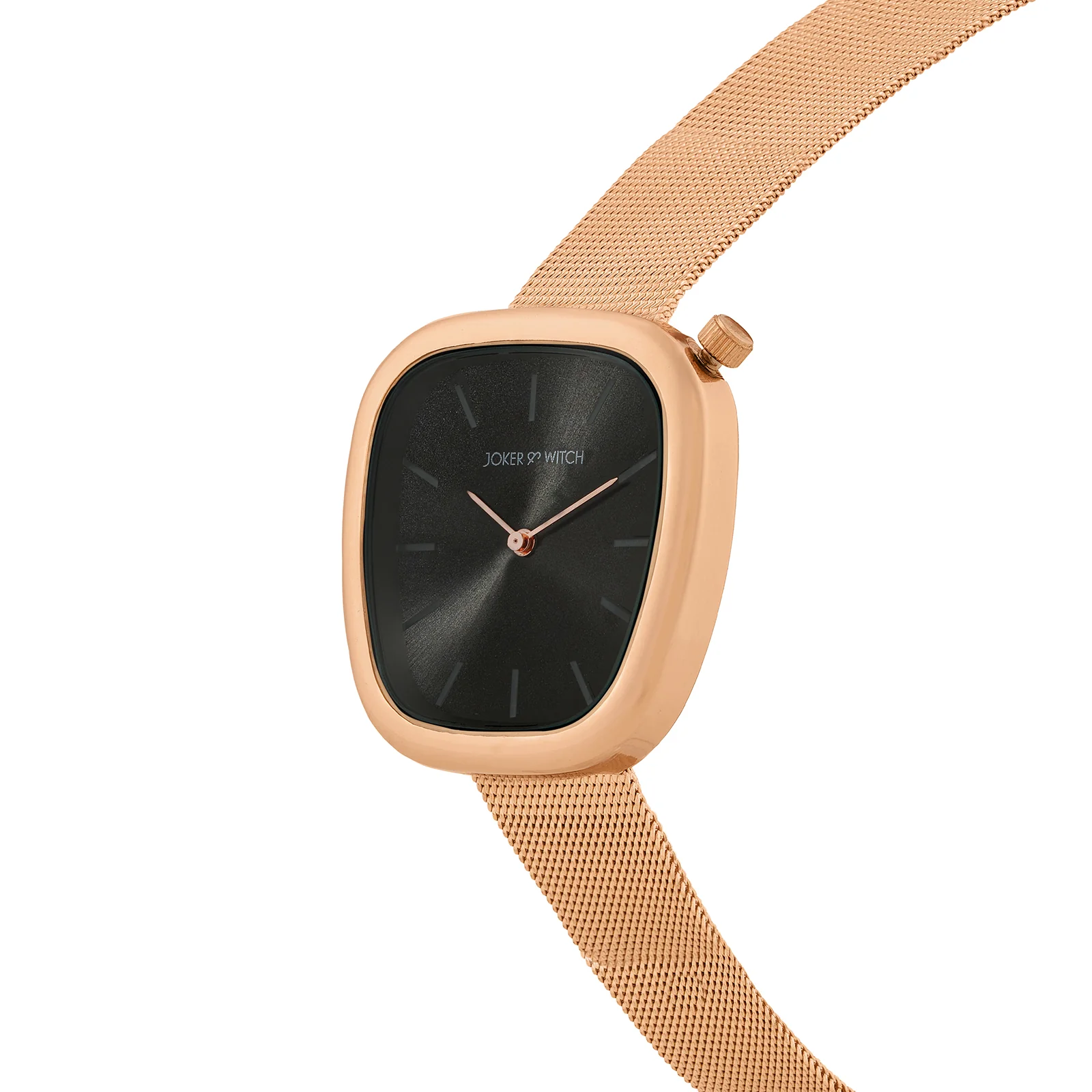 Nocturne Black Small Square Dial Rose Gold Mesh Strap Women's Watch - Image 4