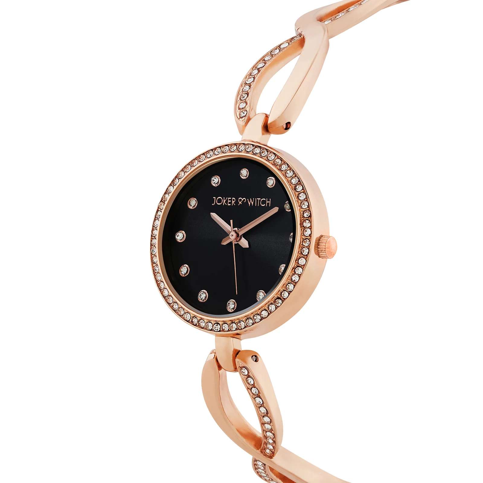 Noella Black Small Rhinestone Dial Rose Gold Bracelet Strap Women's Watch - Image 4