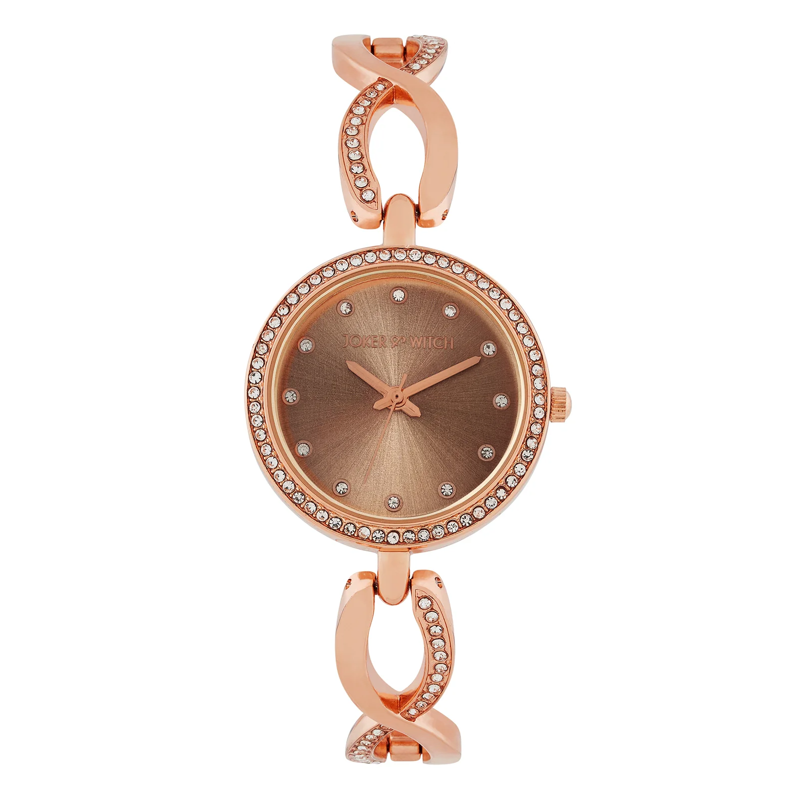 Noella Taupe Small Rhinestone Dial Rose Gold Bracelet Strap Women's Watch - Image 3