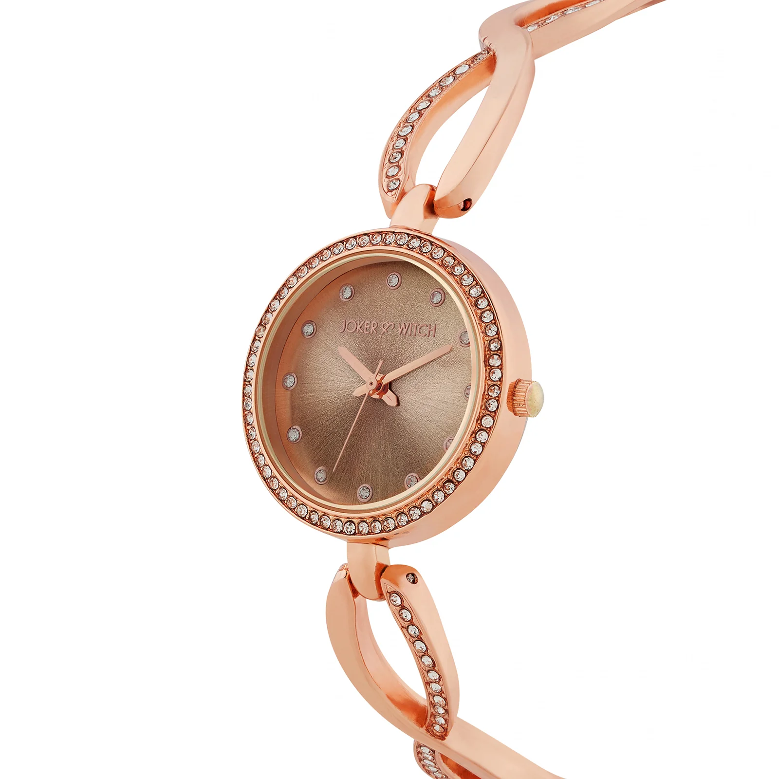 Noella Taupe Small Rhinestone Dial Rose Gold Bracelet Strap Women's Watch - Image 4