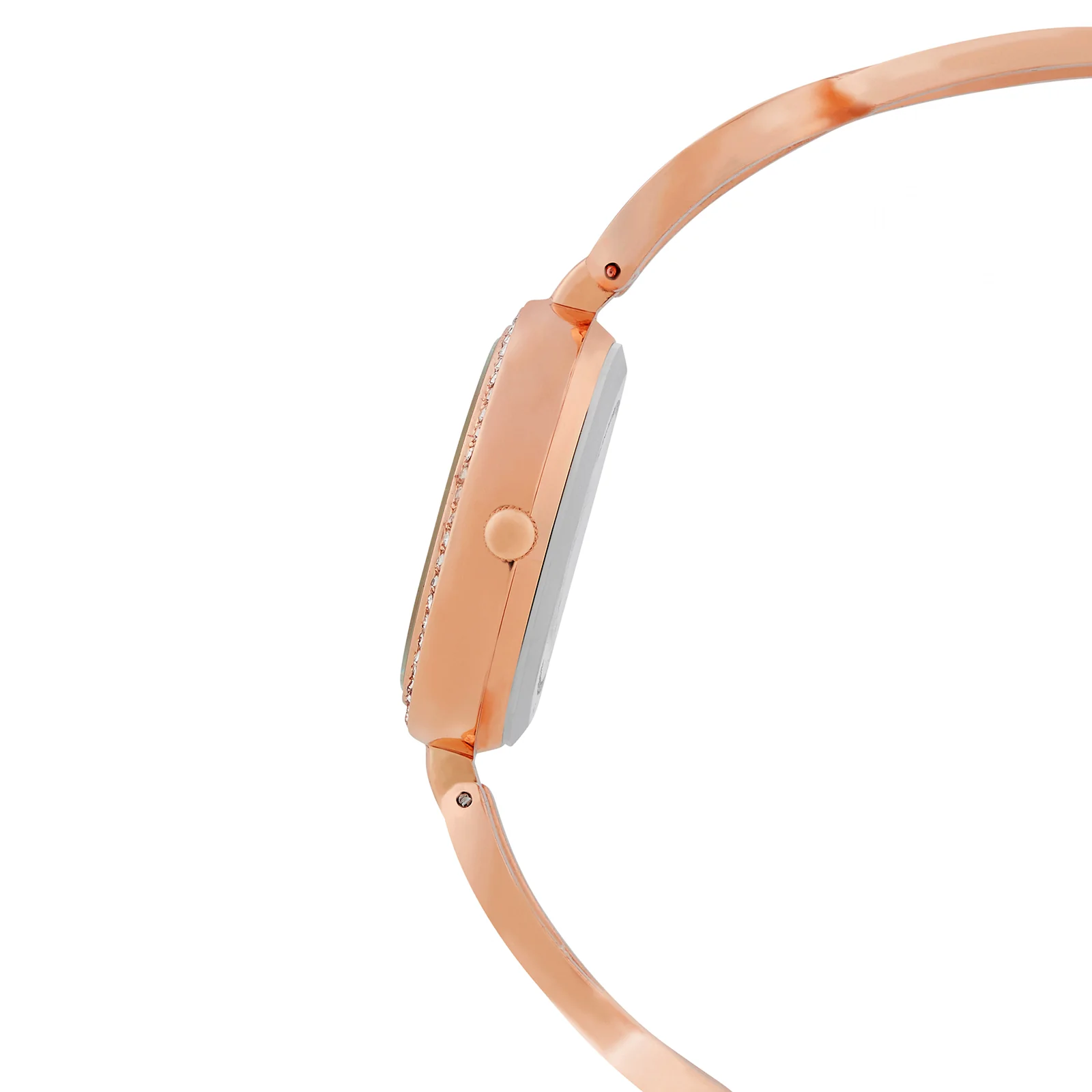 Noella Taupe Small Rhinestone Dial Rose Gold Bracelet Strap Women's Watch - Image 5