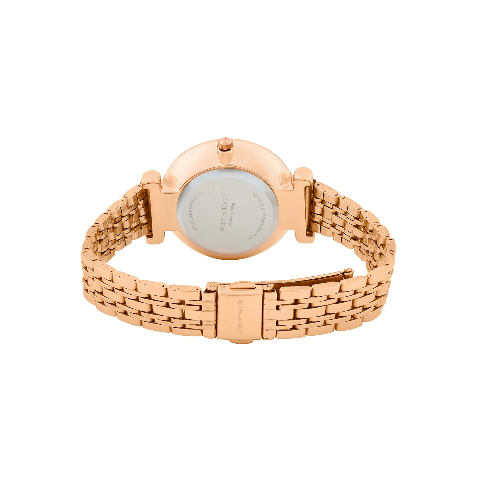 Opaline White Medium Rhinestone Dial Rose Gold Linked Chain Strap Women's Watch - Image 6
