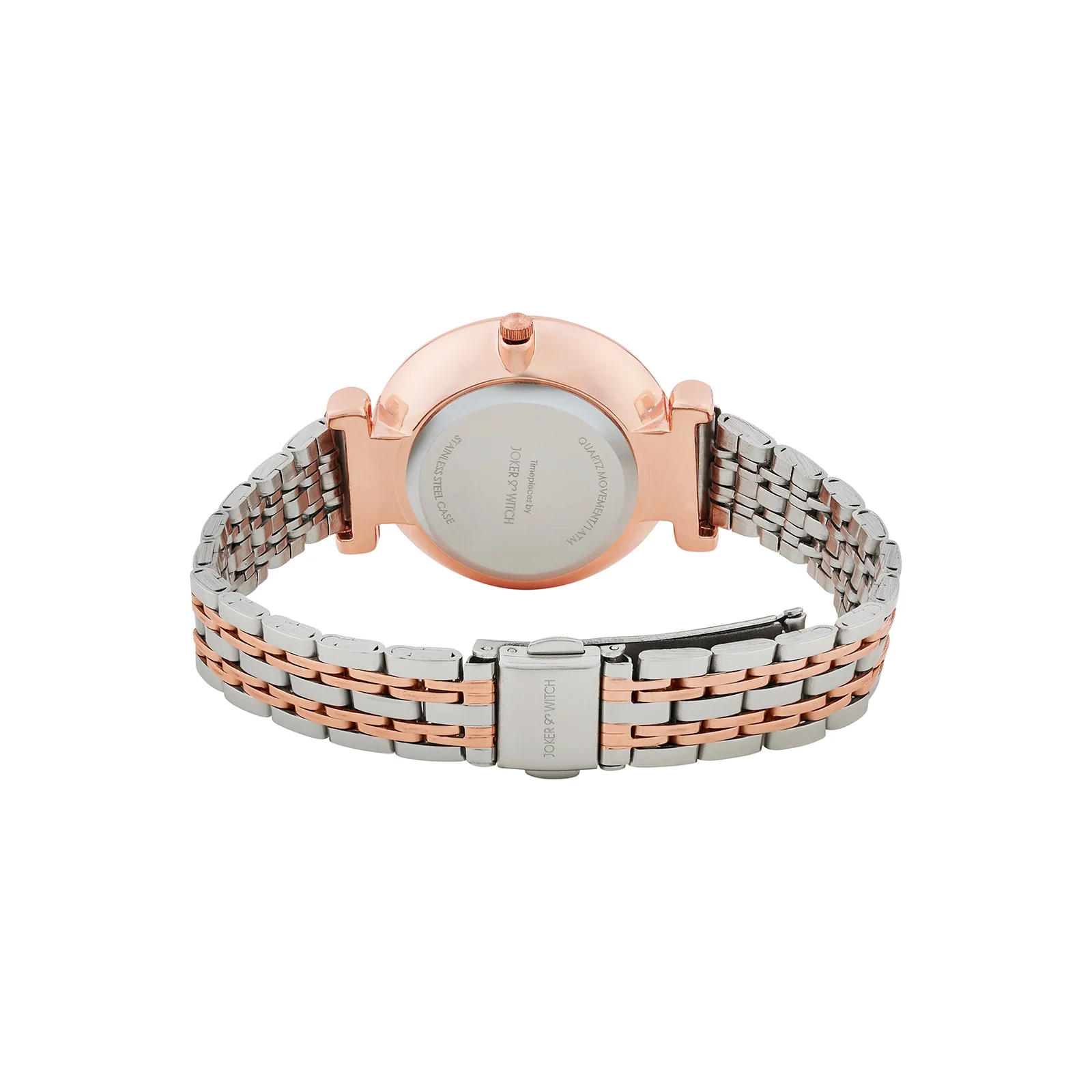 Opaline White Medium Rhinestone Dial Dual Tone Linked Chain Strap Women's Watch - Image 6