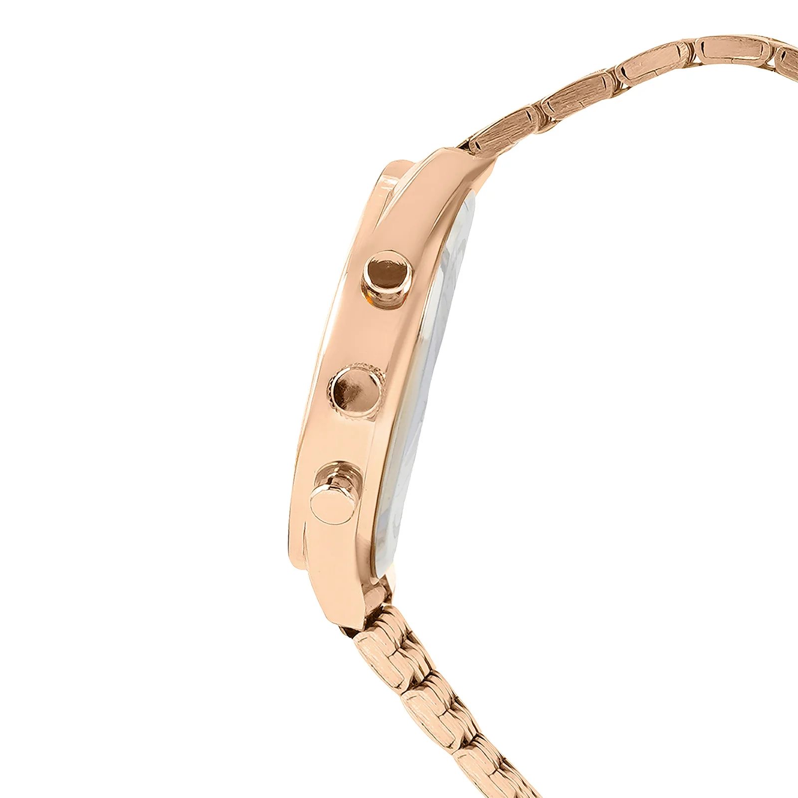 Prague Black Large Dial Rose Gold Linked Chain Strap Women's Watch - Image 5