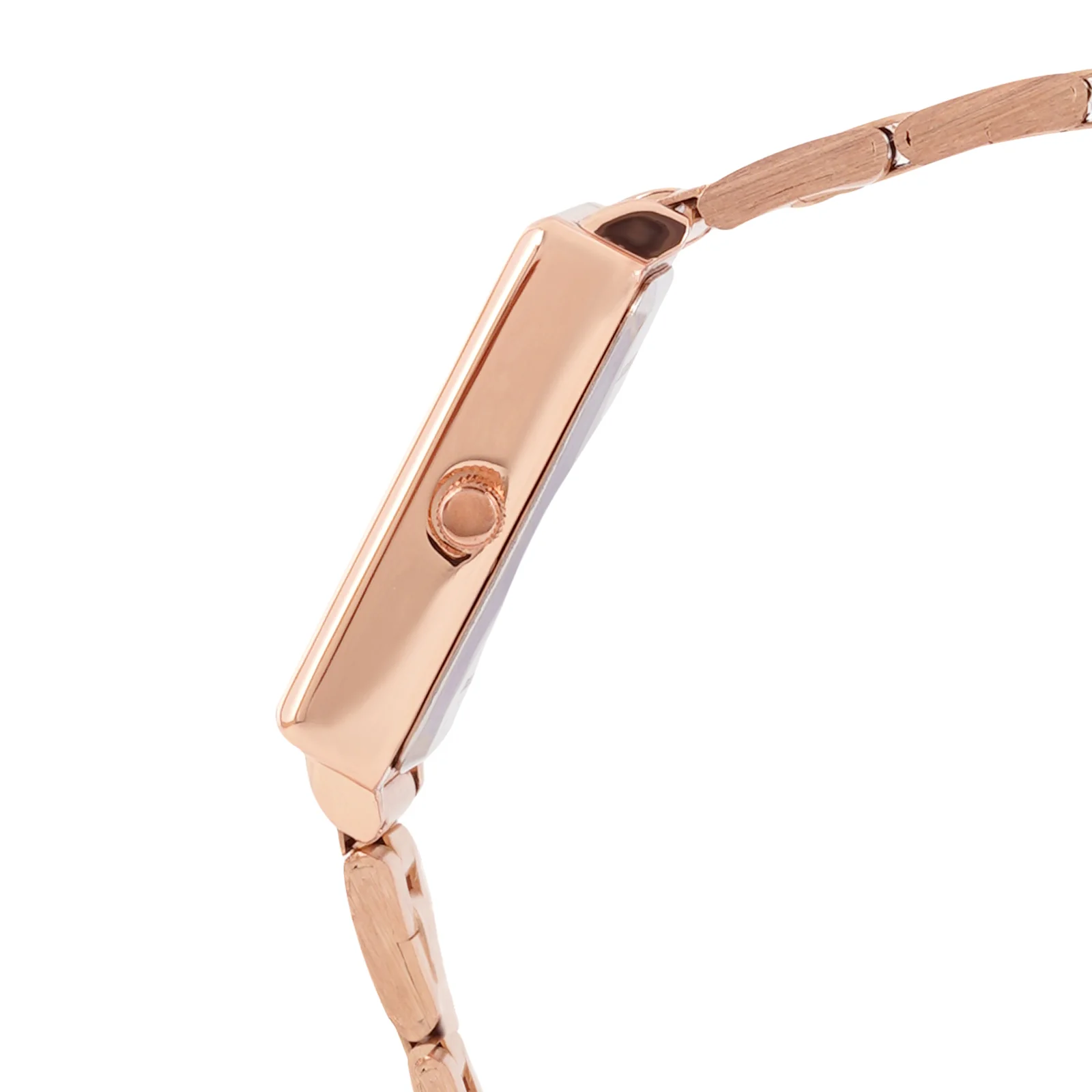 Quad Black Small Rectangle Marble Dial Rose Gold Linked Chain Strap Women's Watch - Image 5