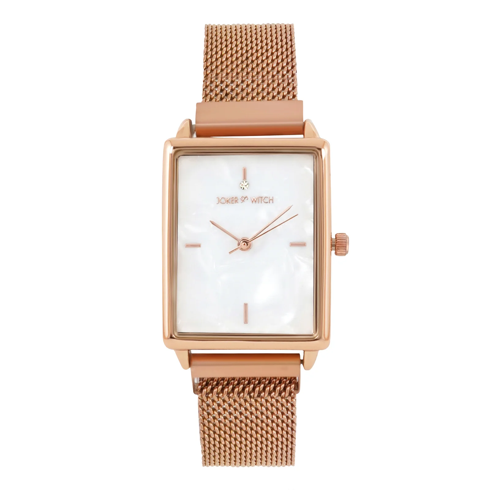 Quad White MOP Small Rectangle Dial Rose Gold Magnetic Strap Women's Watch