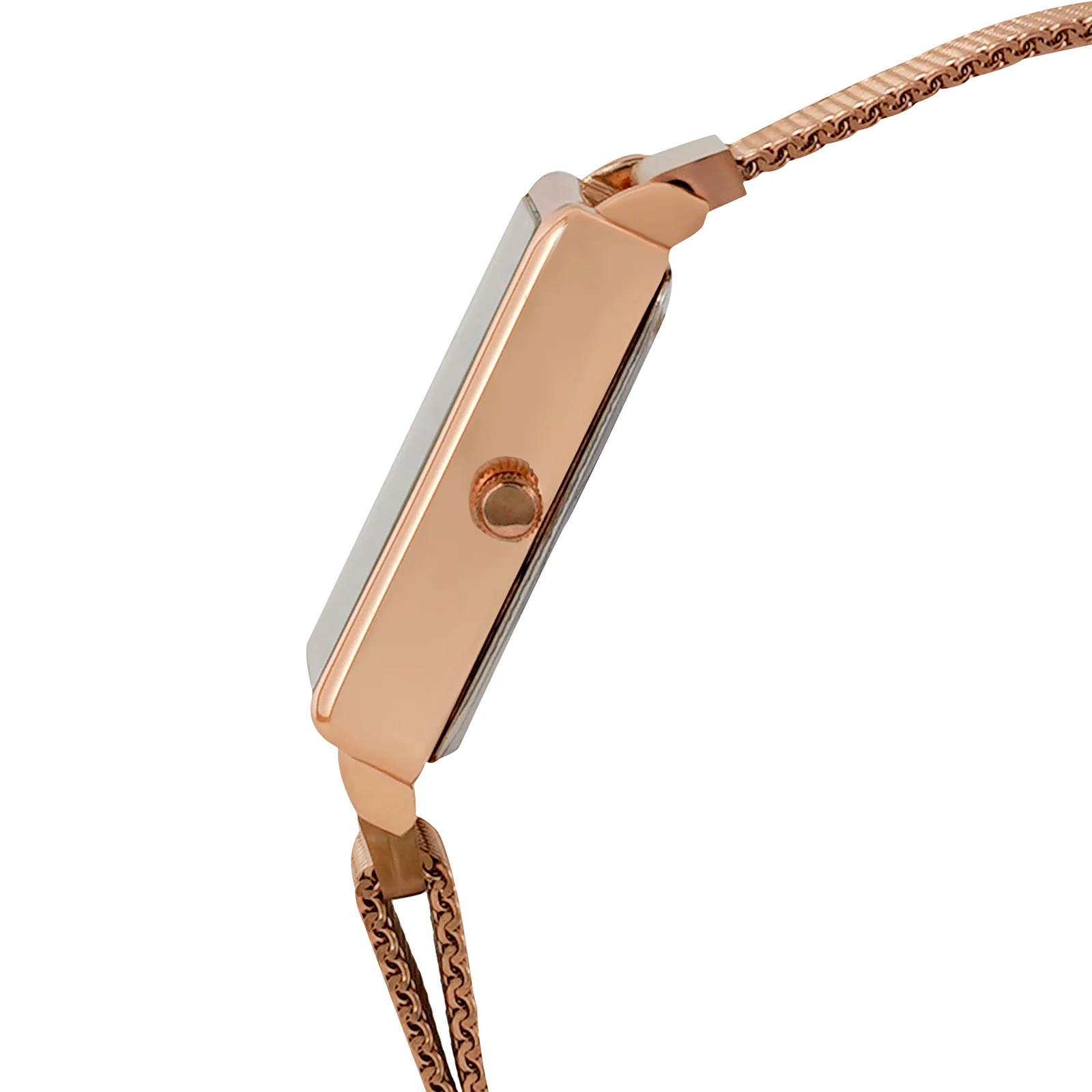 Quad White Small Rectangle Dial Rose Gold Magnetic Strap Women's Watch - Image 5