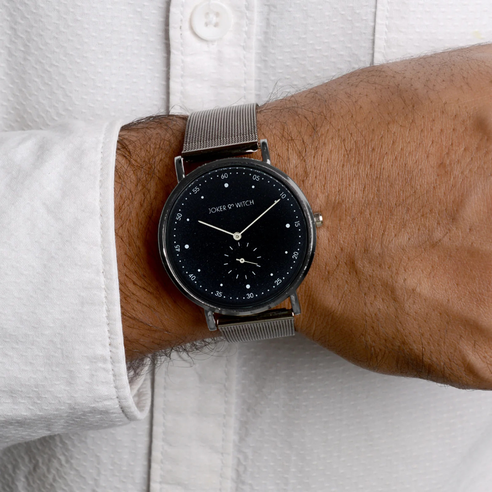 Drake Black Large Dial Gunmetal Mesh Strap Men's Watch - Image 3