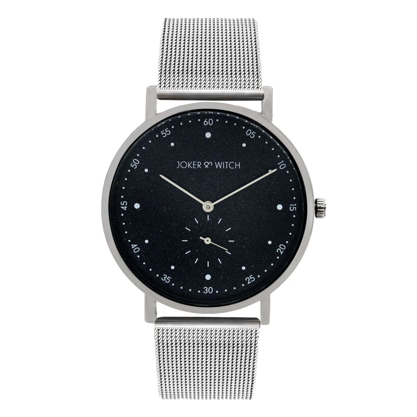 Drake Black Large Dial Silver Mesh Strap Men's Watch