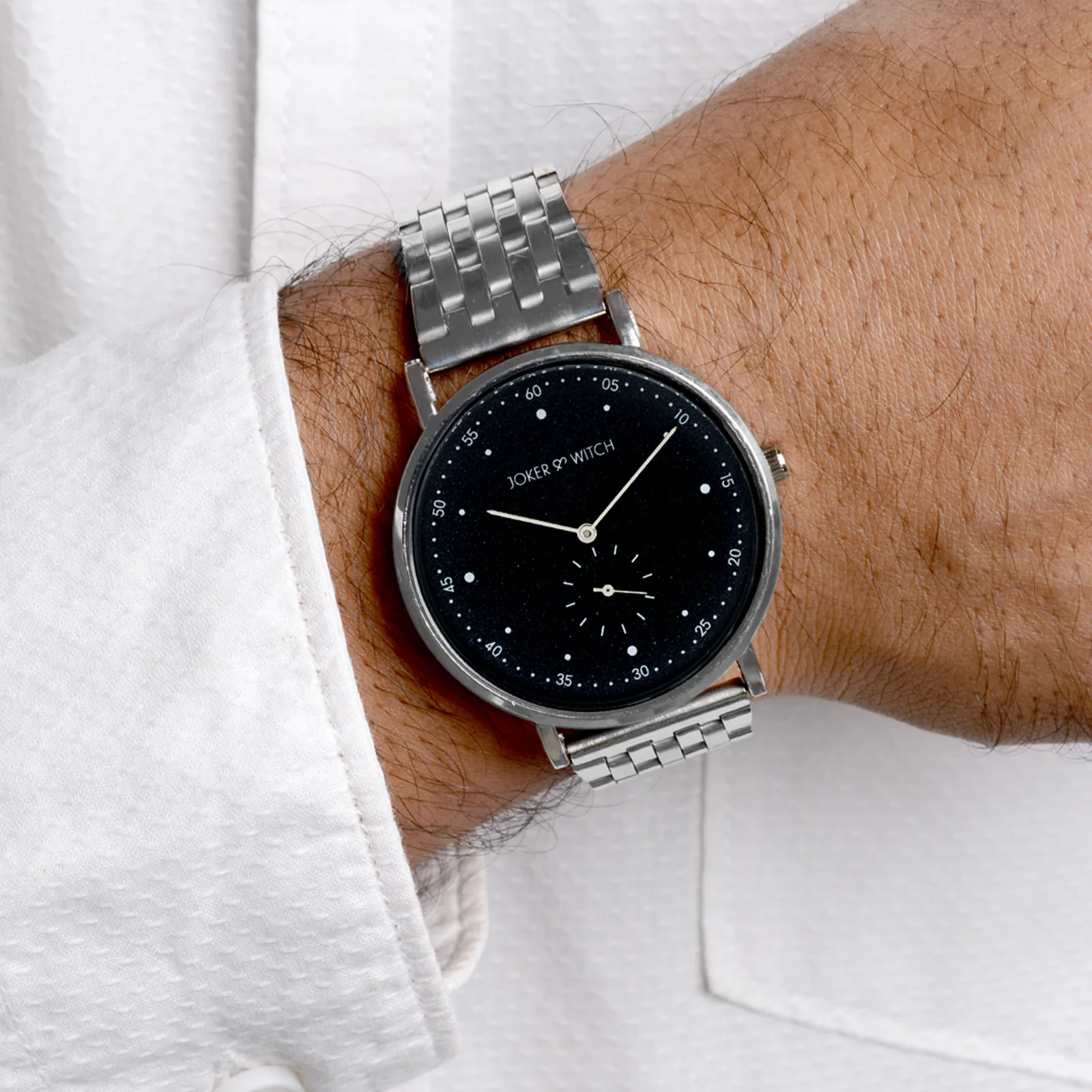 Drake Black Large Dial Silver Linked Chain Strap Men's Watch - Image 2