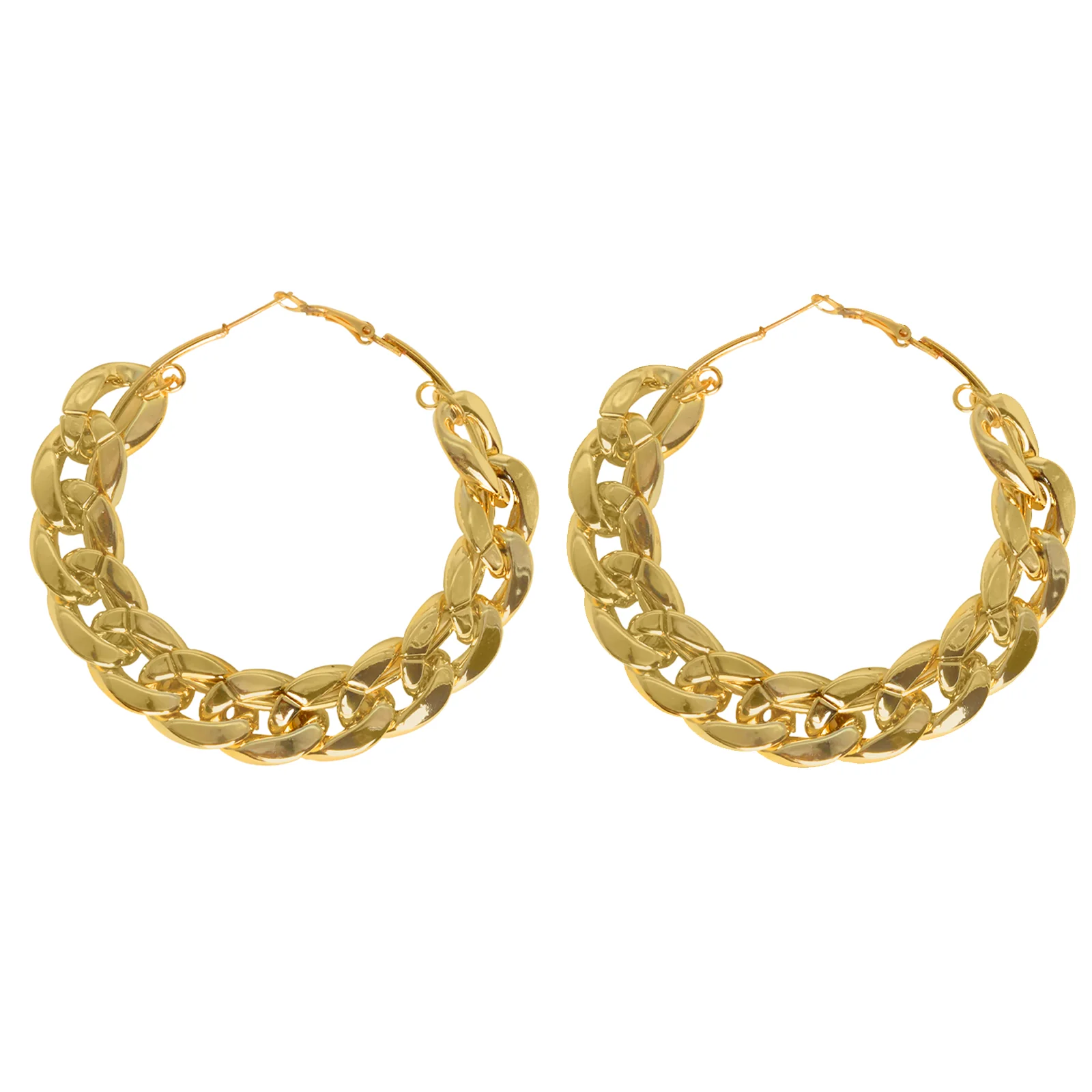 Retro Gold Chain Hoops - Image 3