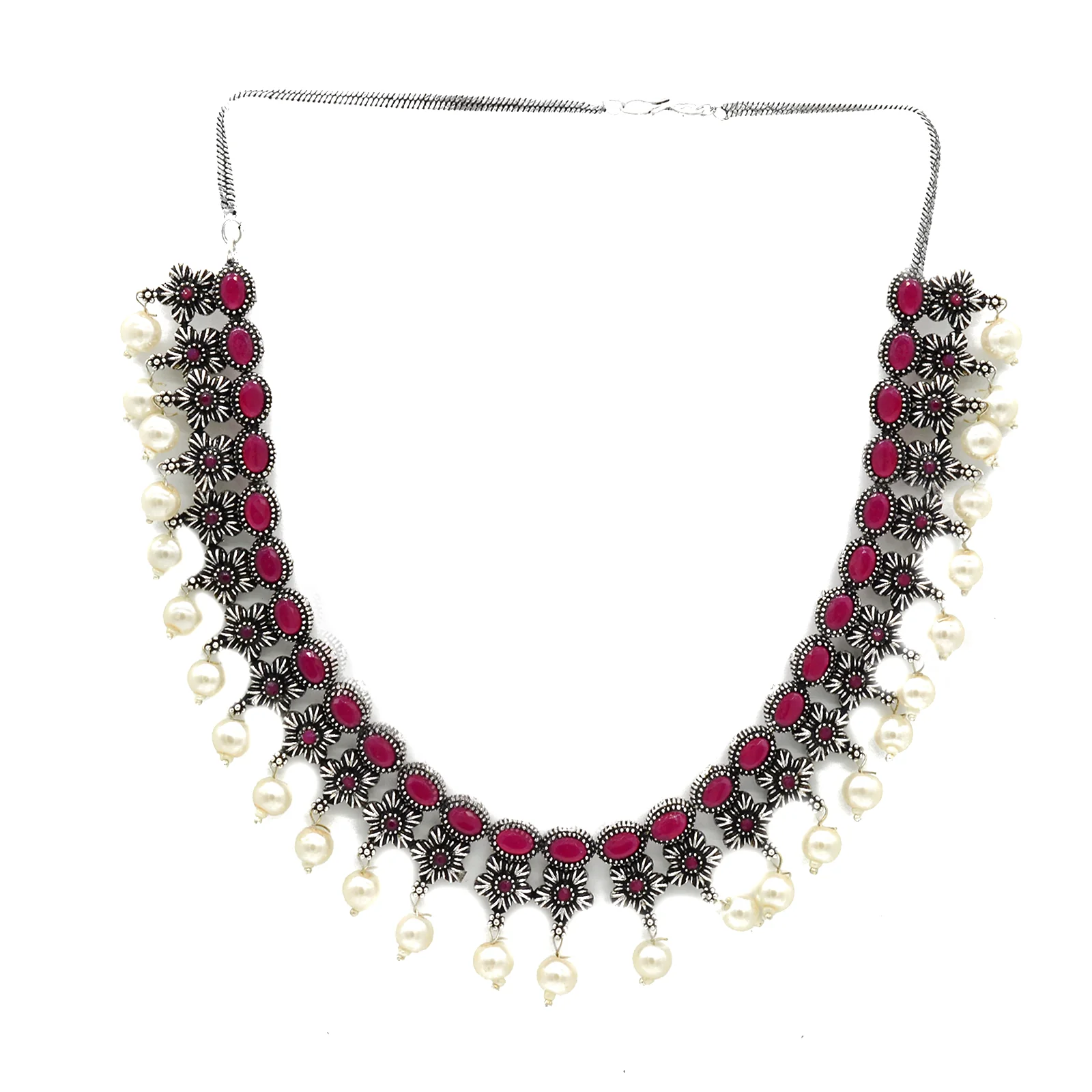 Rima Pink Silver Oxidized Jewelry Gift Set - Image 2
