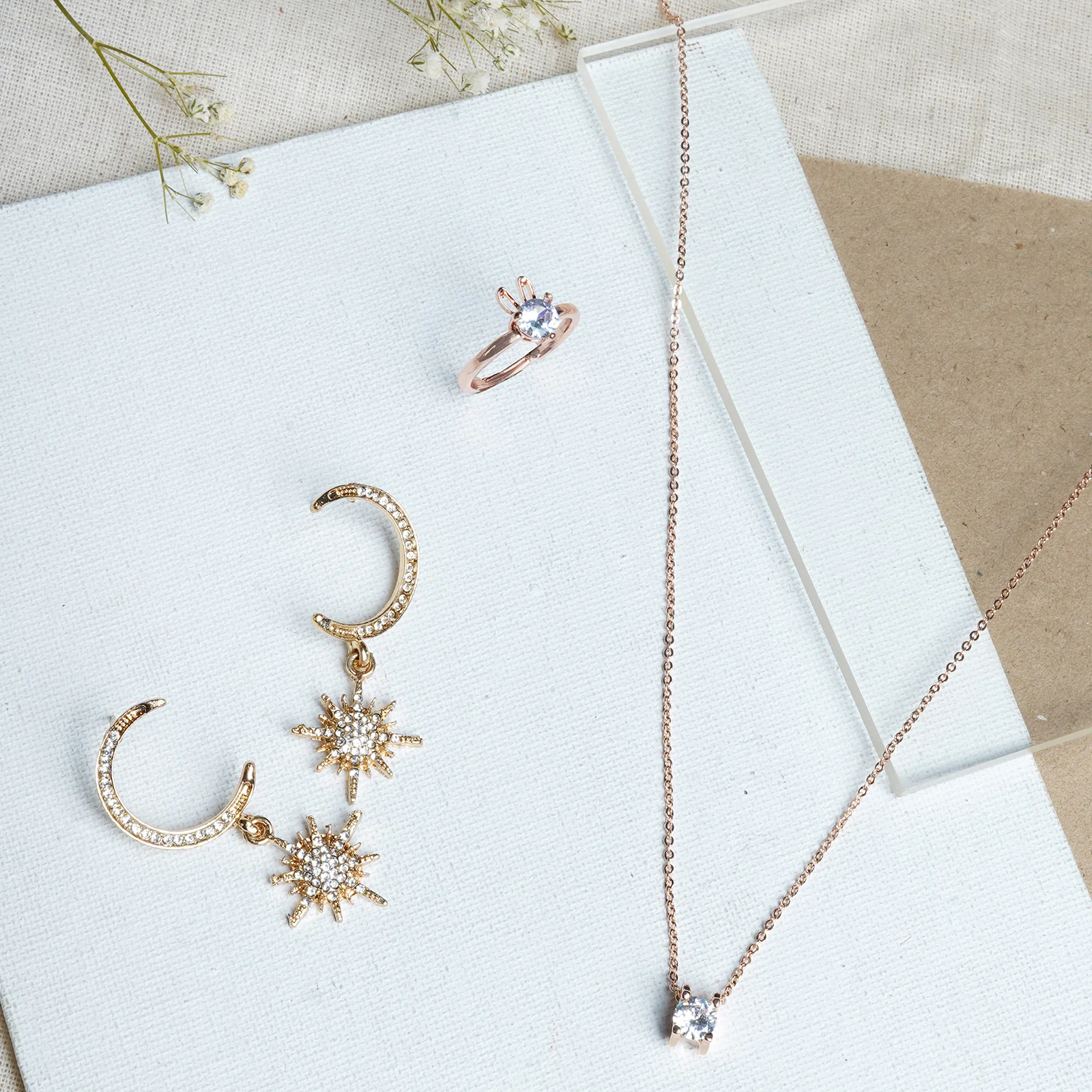 Rose Gold Petal Jewelry Set