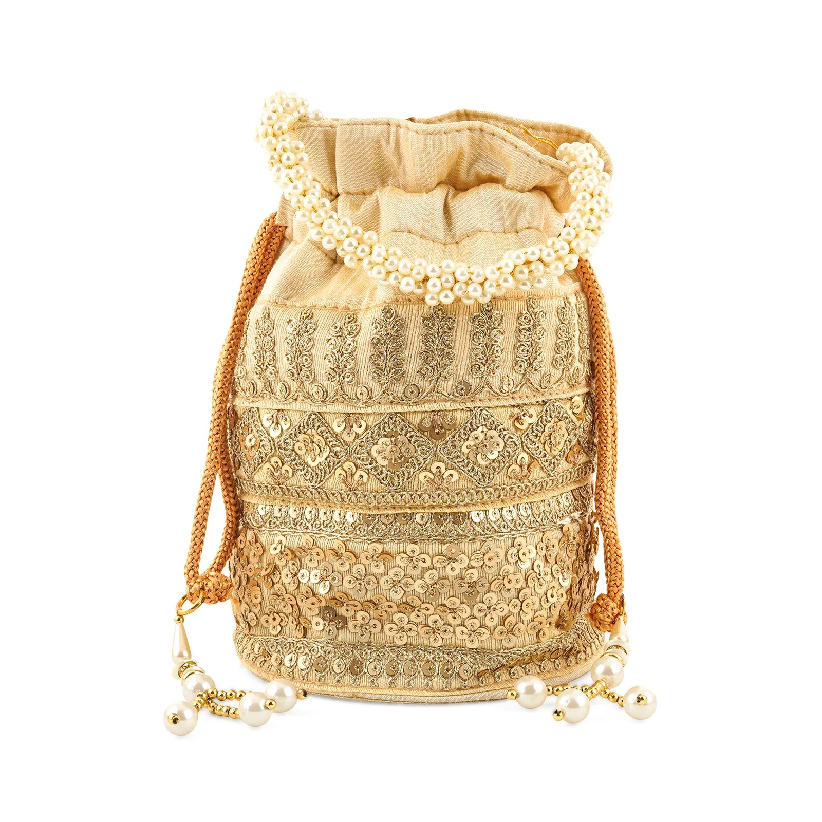 Royal Affair Bright Gold Embroidered Potli Bag - Image 3
