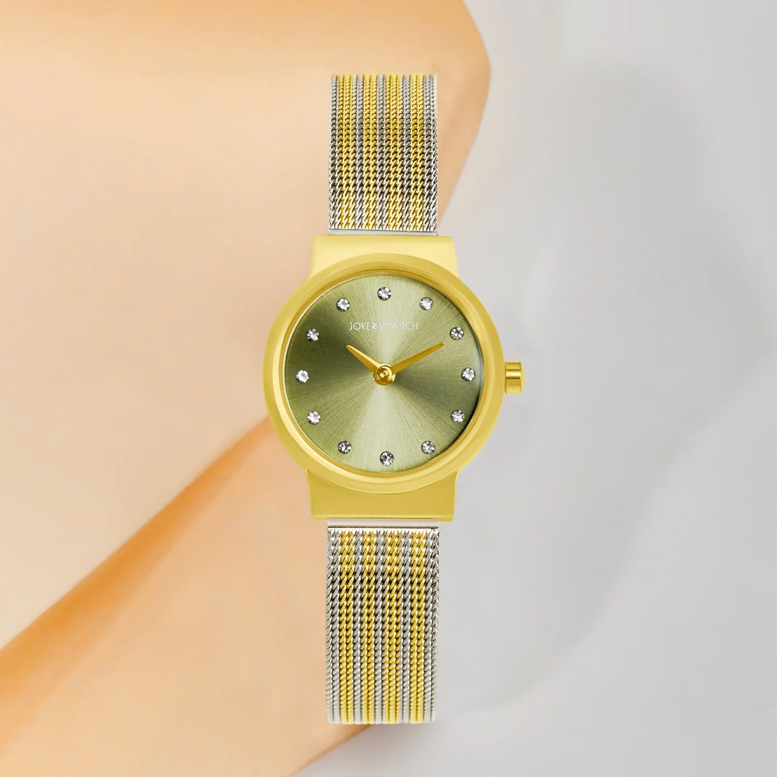 Serena Olive Mini Dial Dual Tone Mesh Strap Women's Watch