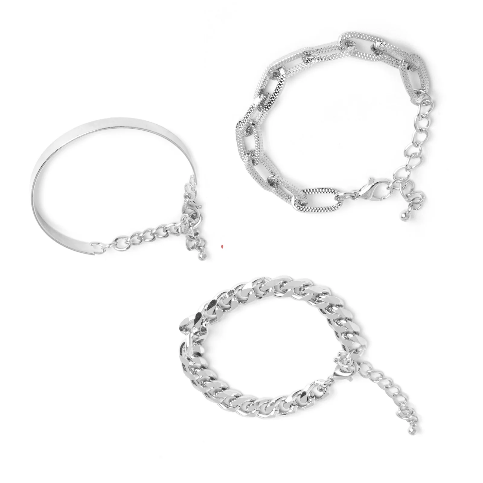 Silver Chunky Chain Link Set of 3 Bracelets - Image 5