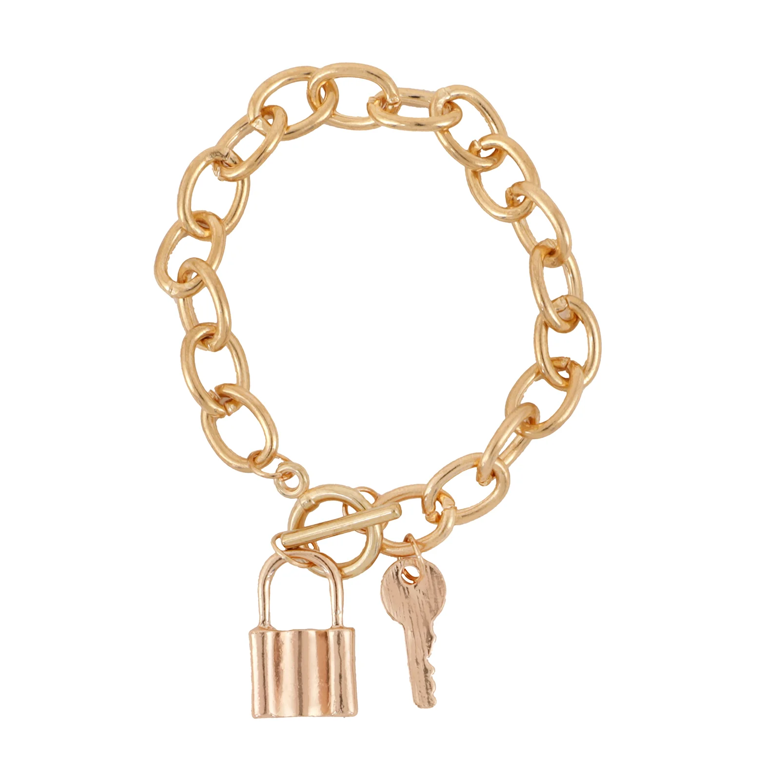 Bewitched Smitten Lock & Key Gold Bracelet - Image 3