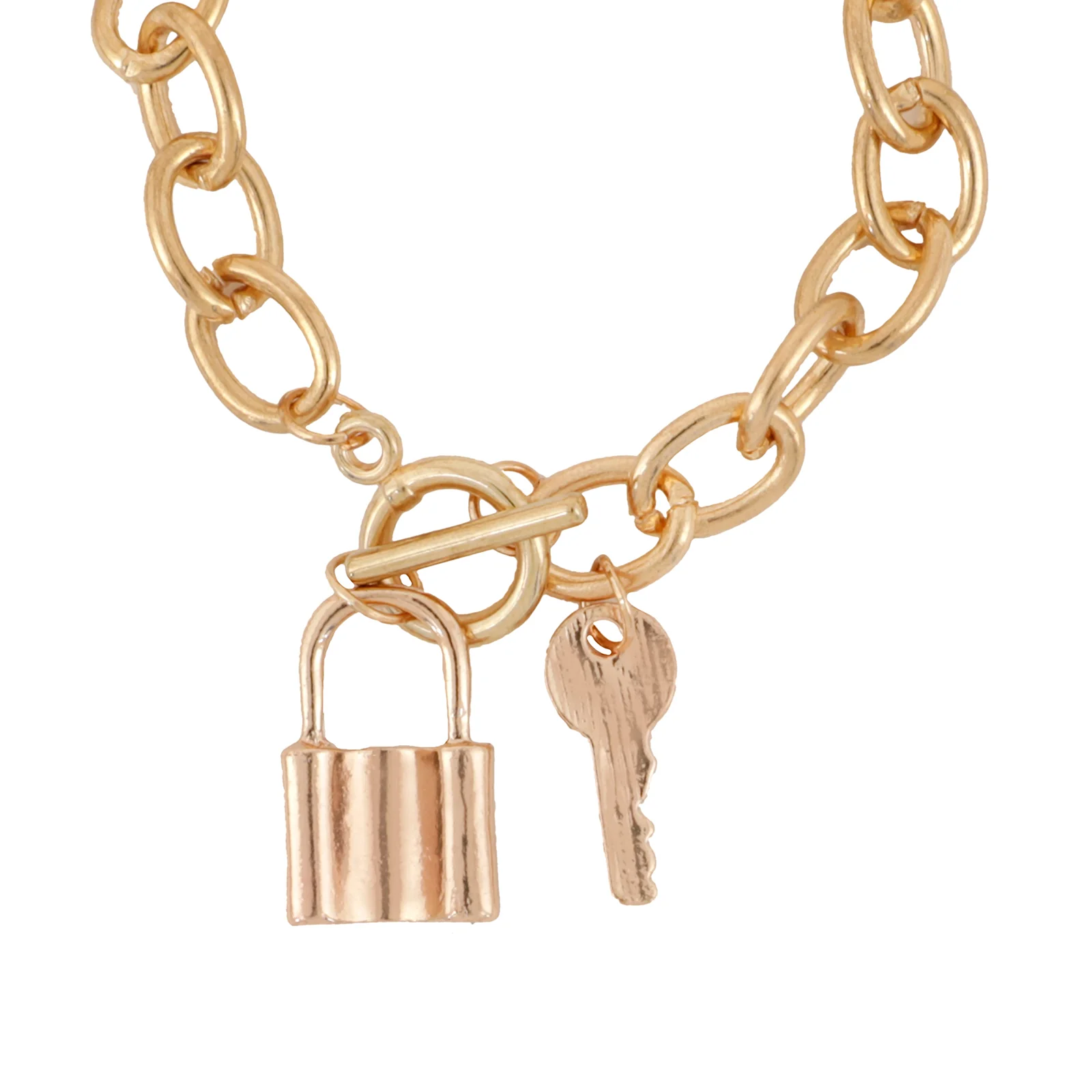 Bewitched Smitten Lock & Key Gold Bracelet - Image 4