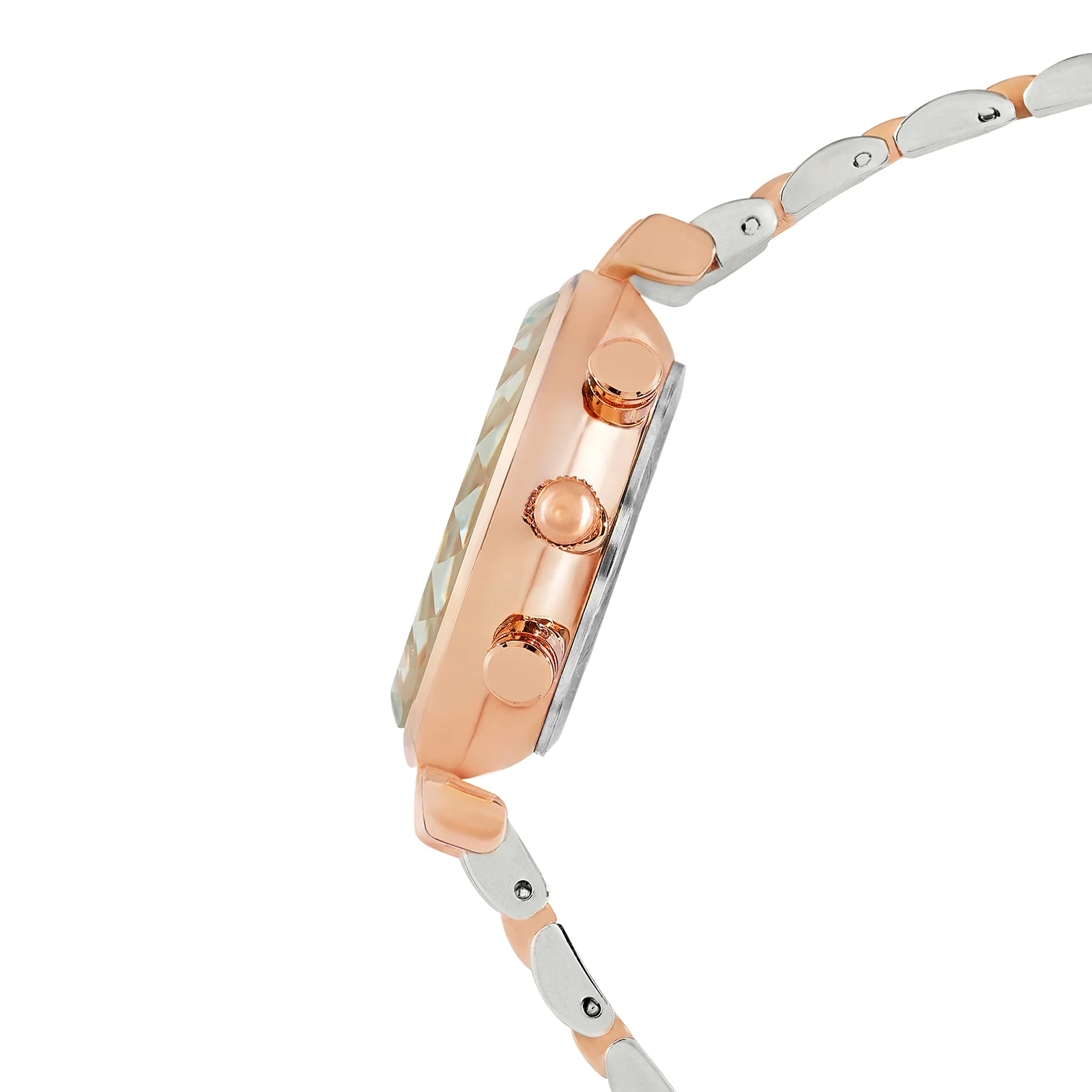 Solace Rosegold Sunray Crystal Glass Small Dial Dualtone Metallic Strap Women's Watch - Image 5