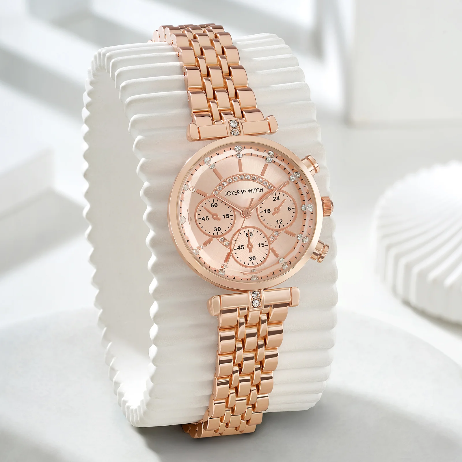 Solace Rosegold Sunray Crystal Glass Small Dial Rosegold Metallic Strap Women's Watch