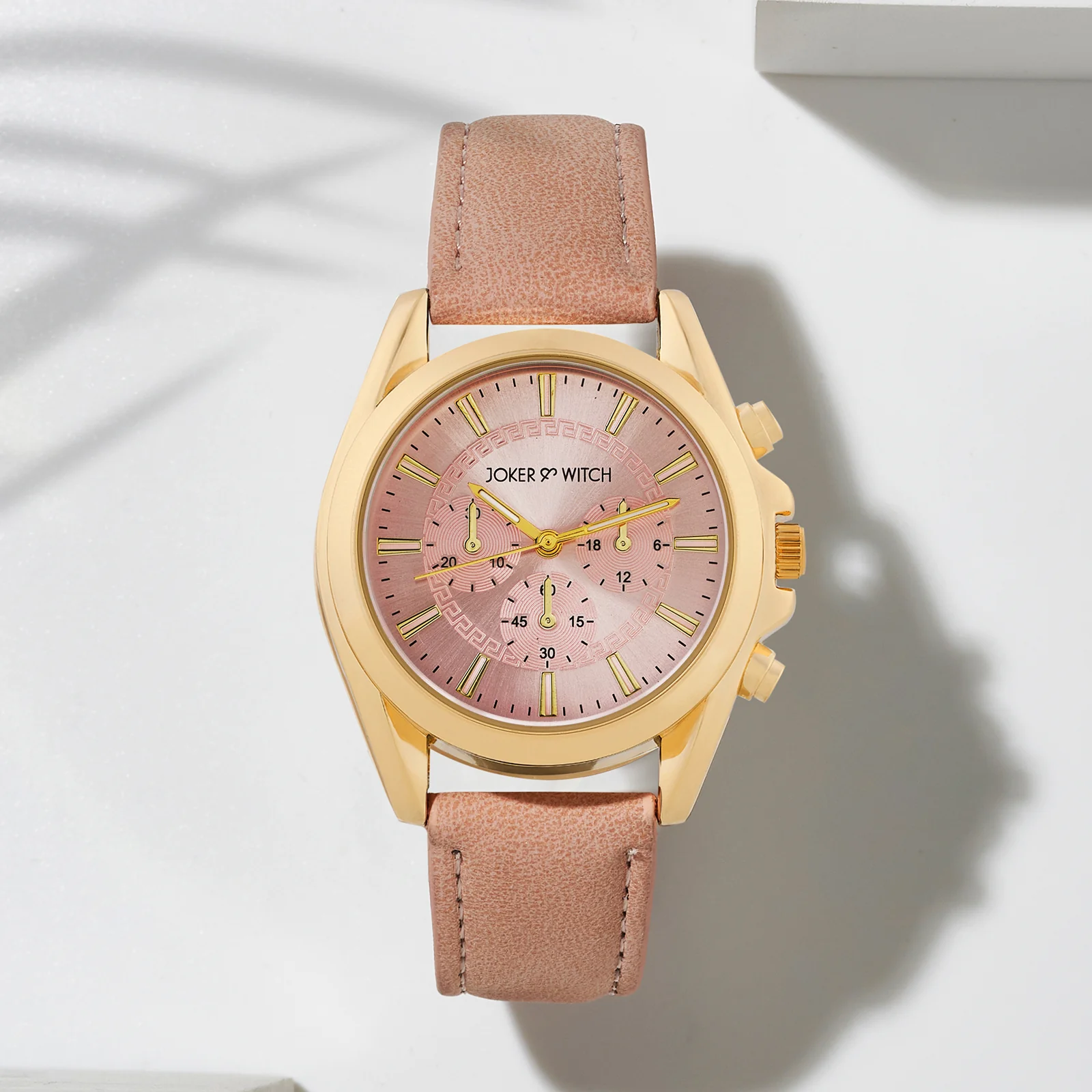 Soleil Pink Medium Dial PU Strap Women's Watch