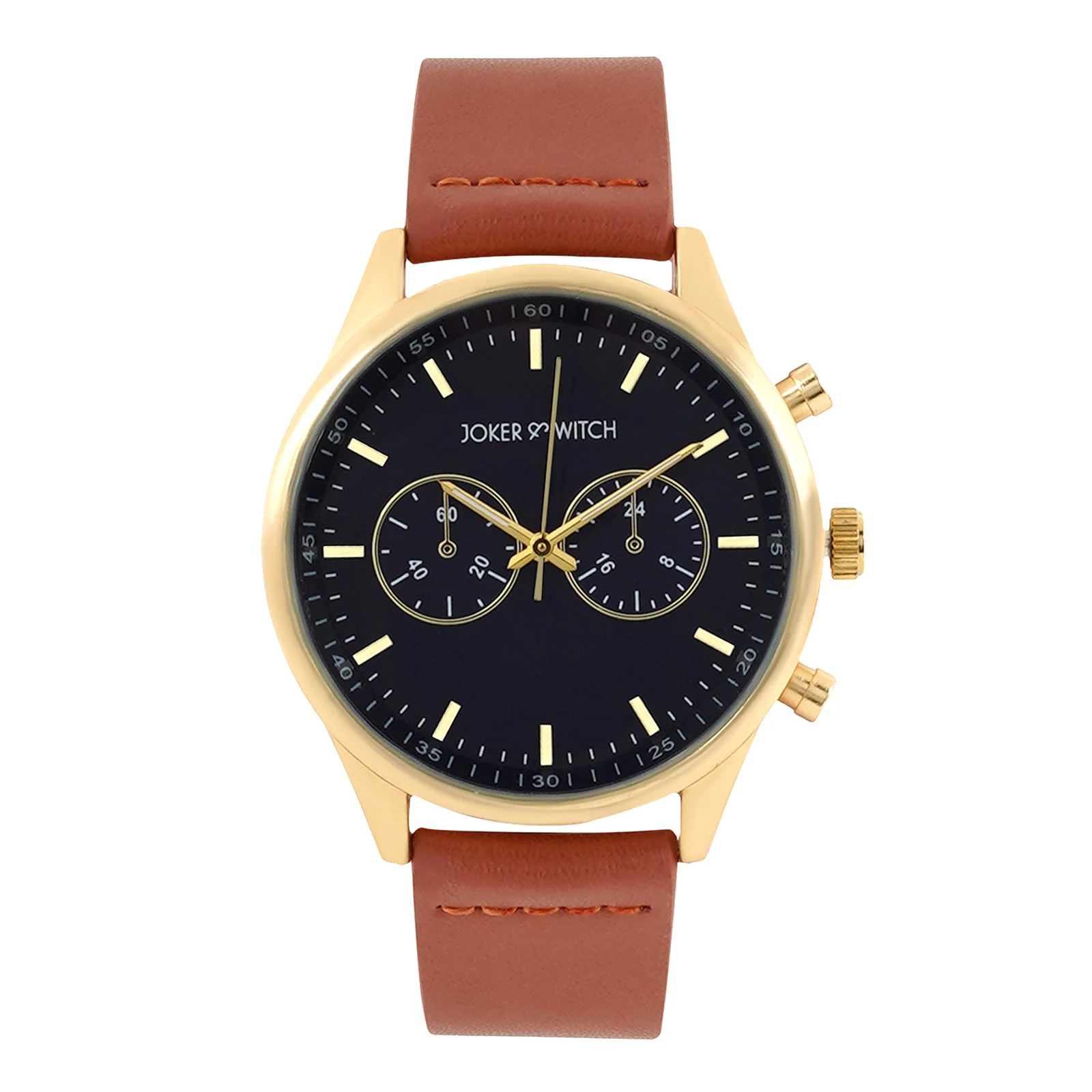 Spectra Blue Large Dial Brown PU Strap Men's Watch - Image 3