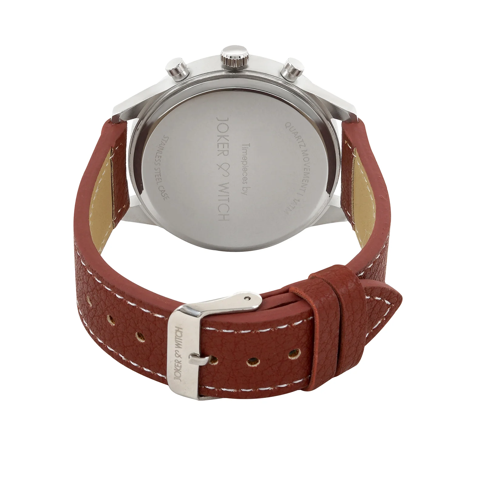 Spectra White Large Dial Brown PU Strap Men's Watch - Image 6