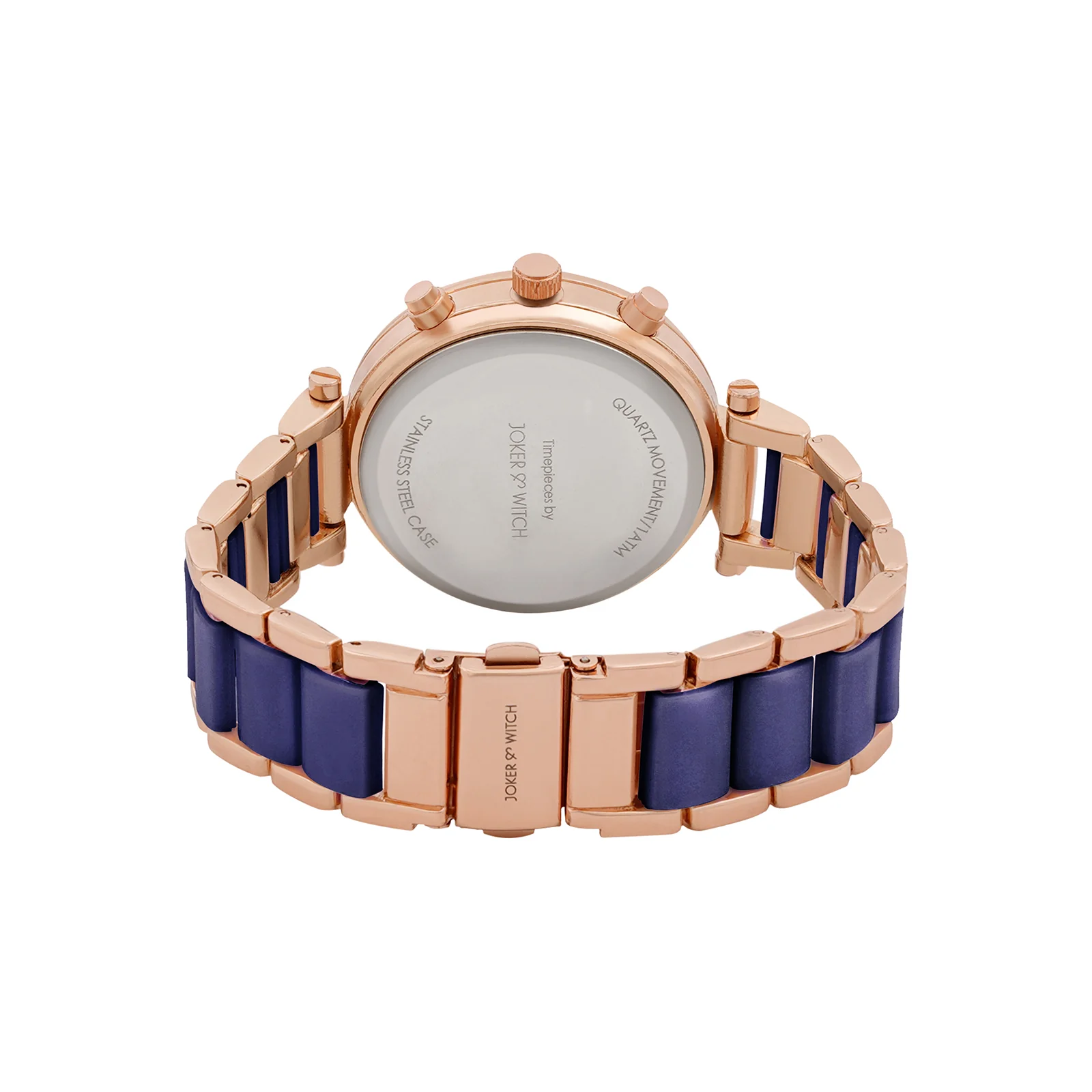 Suzanne White Large Rhinestone Dial Navy Ceramic Linked Chain Strap Women's Watch - Image 6