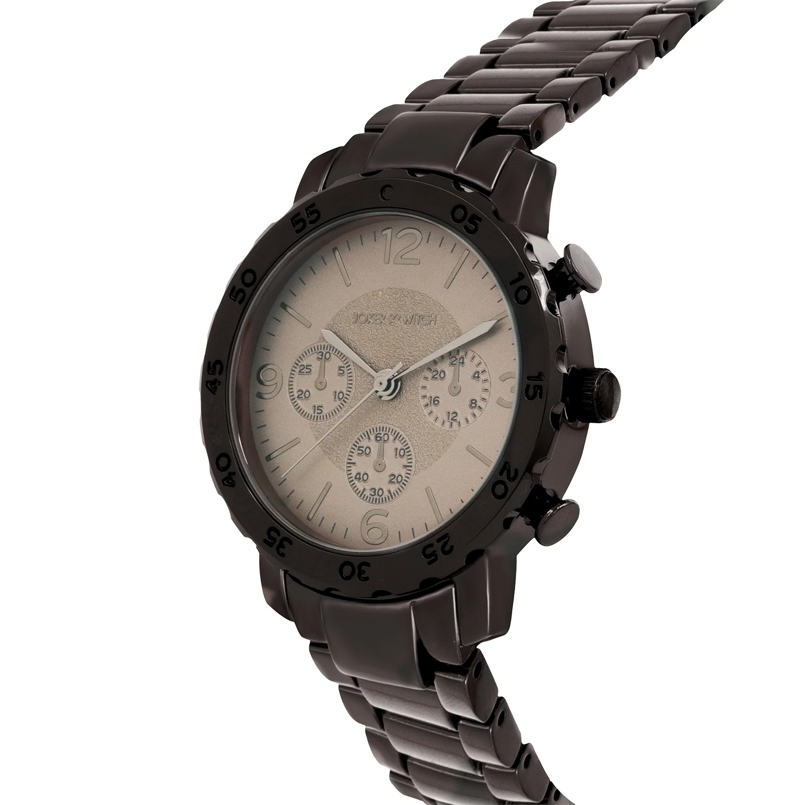 Taye Taupe Large Dial Gunmetal Linked Chain Strap Unisex Watch - Image 4