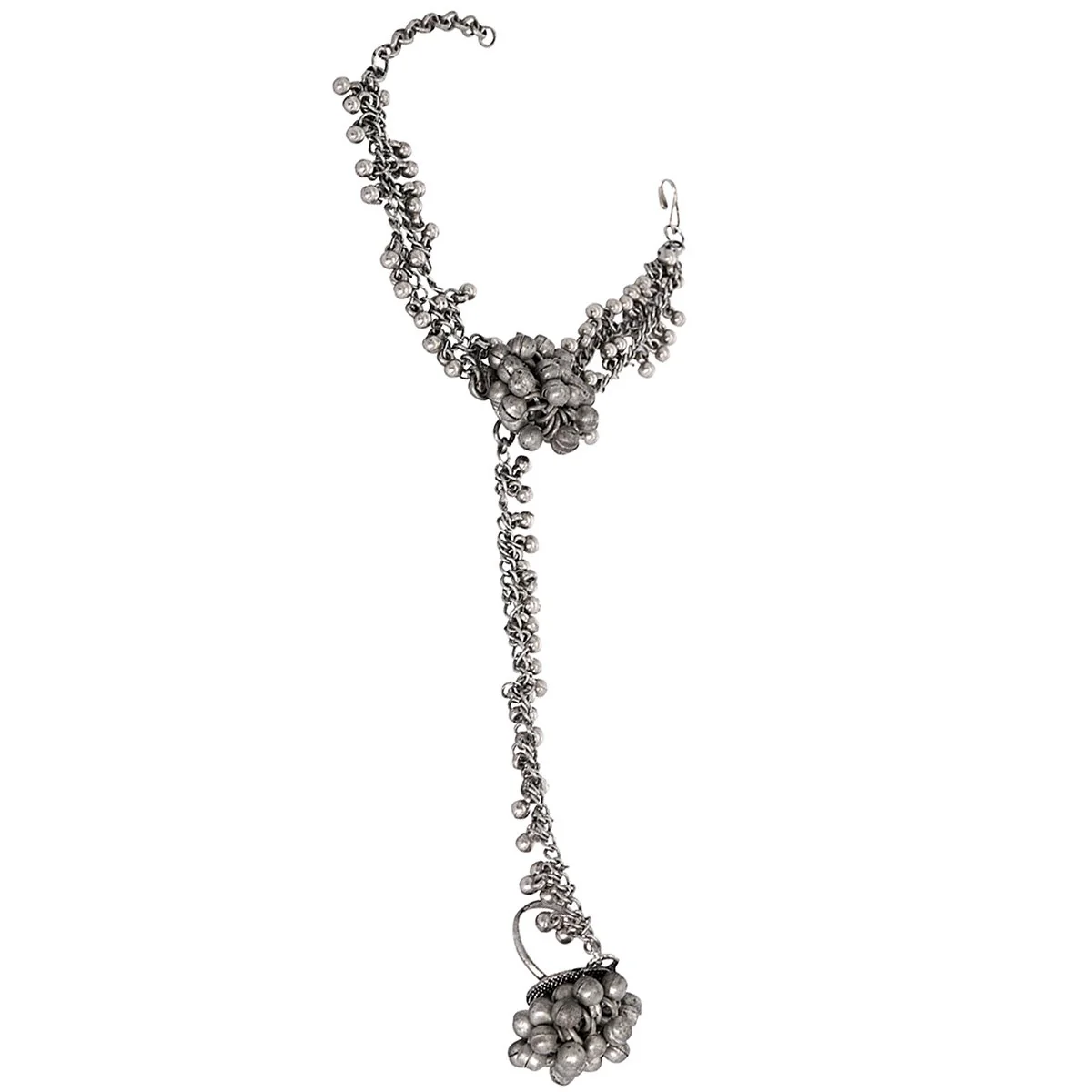Teejh Bhavini Silver Oxidised Ghungroo Haath Phool - Image 3