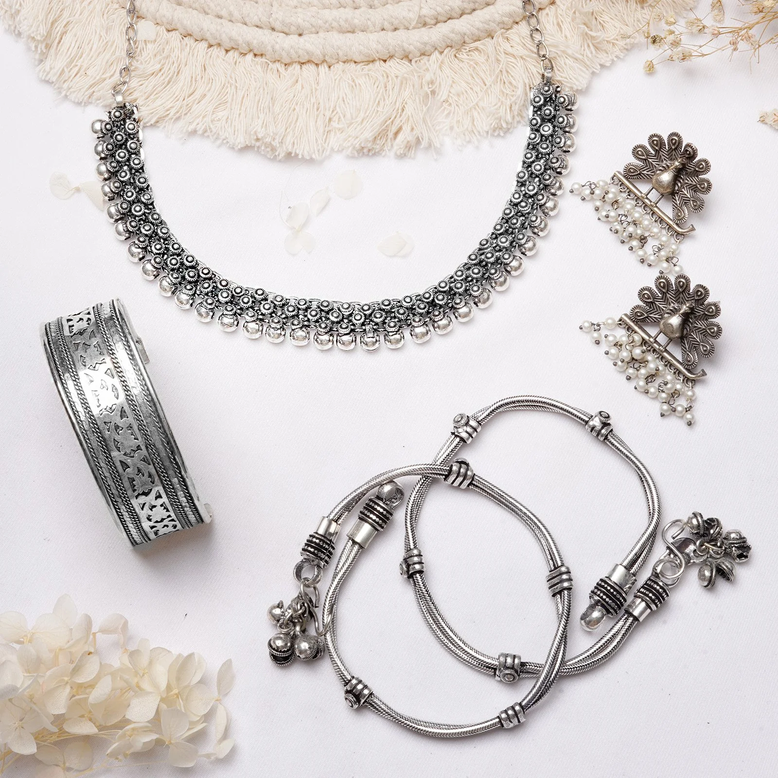 Teejh Hemadri Silver Oxidised Jewelry Gift Set