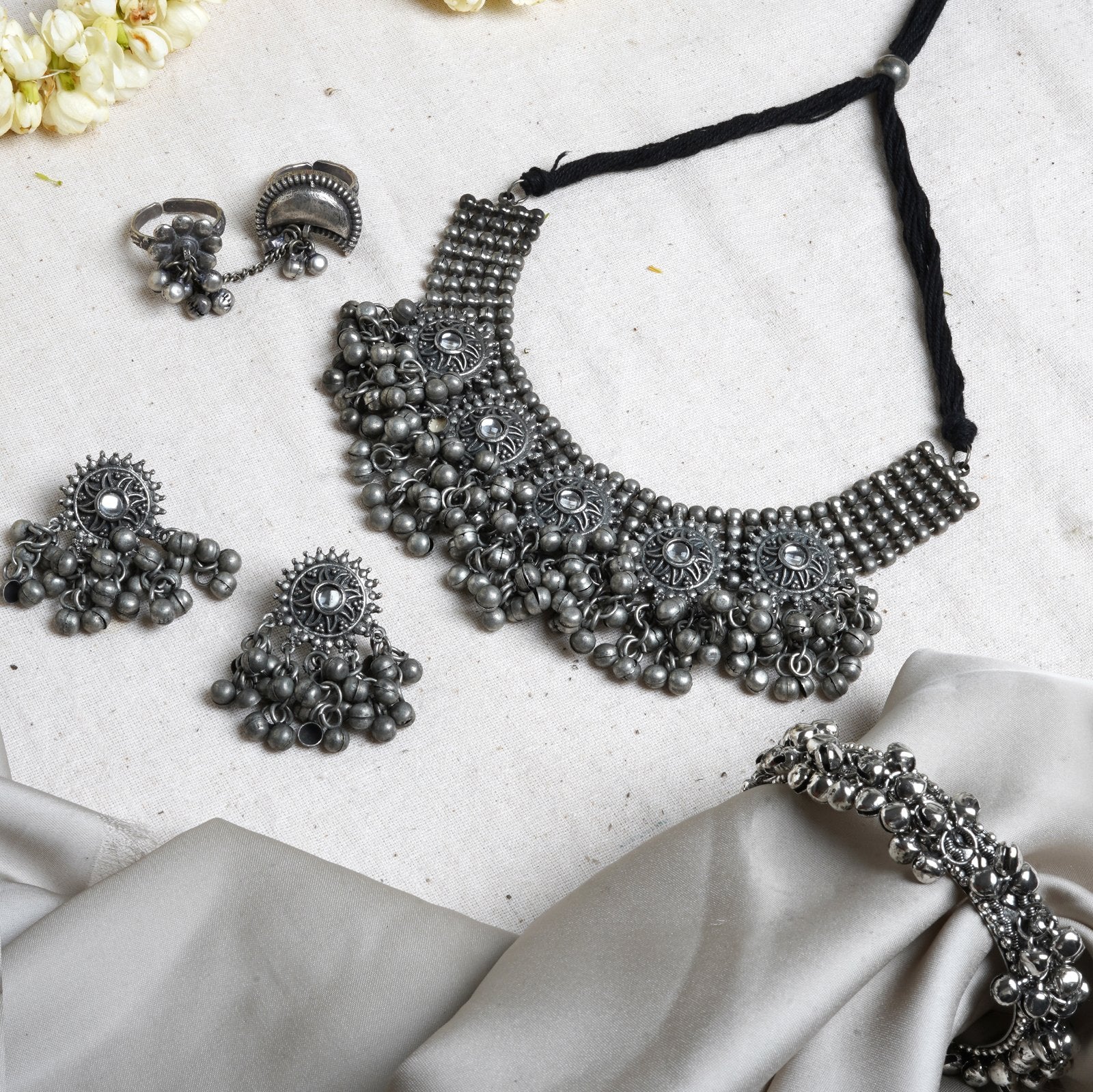 Teejh Kalya Silver Oxidised Jewelry Gift Set