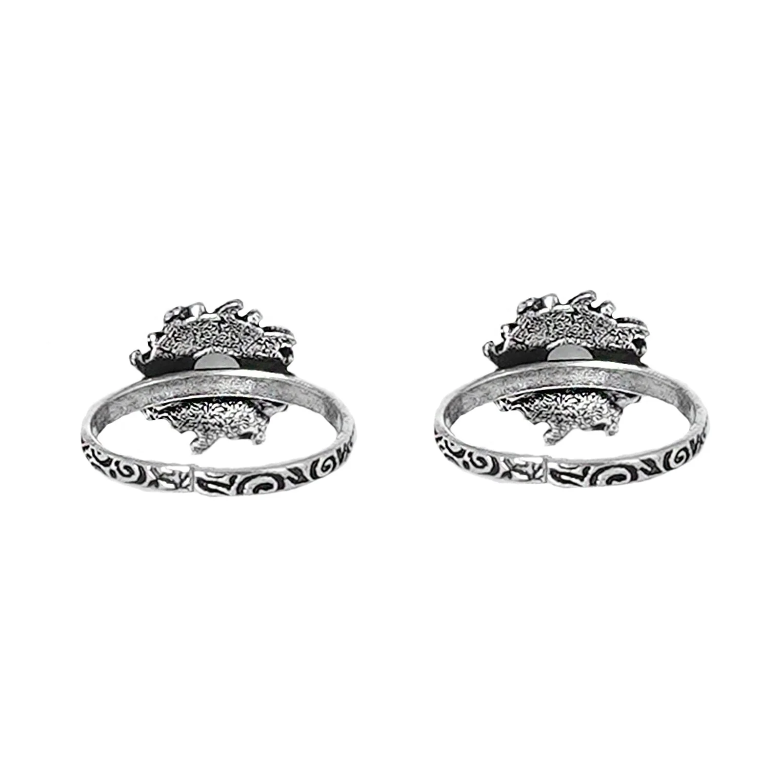 Teejh Miraya Pink Stone Silver Oxidised Toe Rings - Image 6