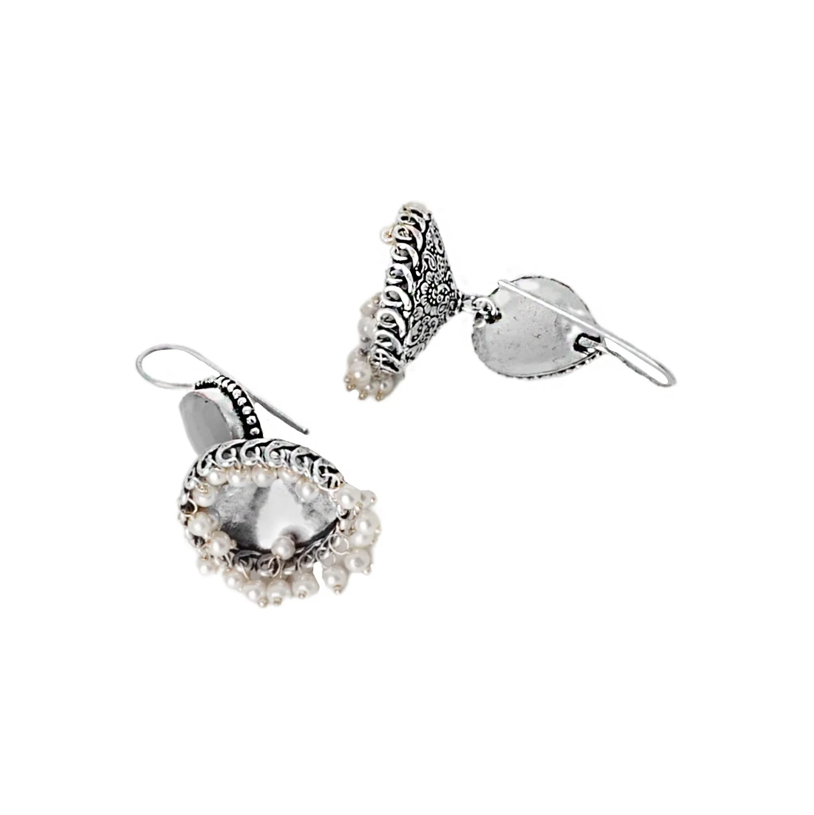 Teejh Sahasra White Stone Silver Oxidised Earrings - Image 5
