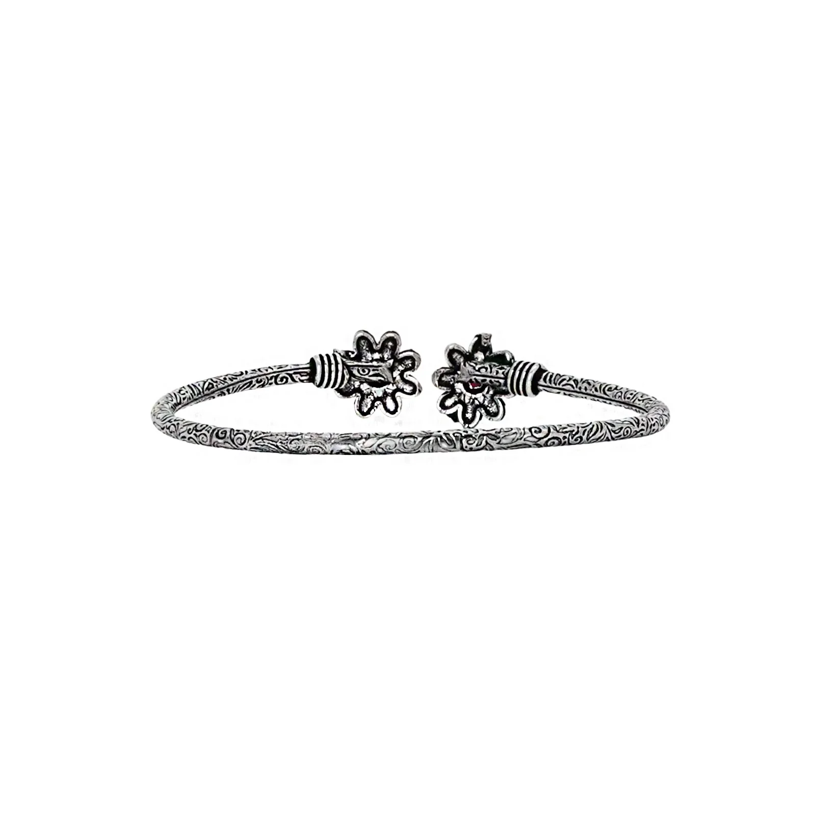 Teejh Saroj Silver Oxidised Floral Bracelet - Image 4