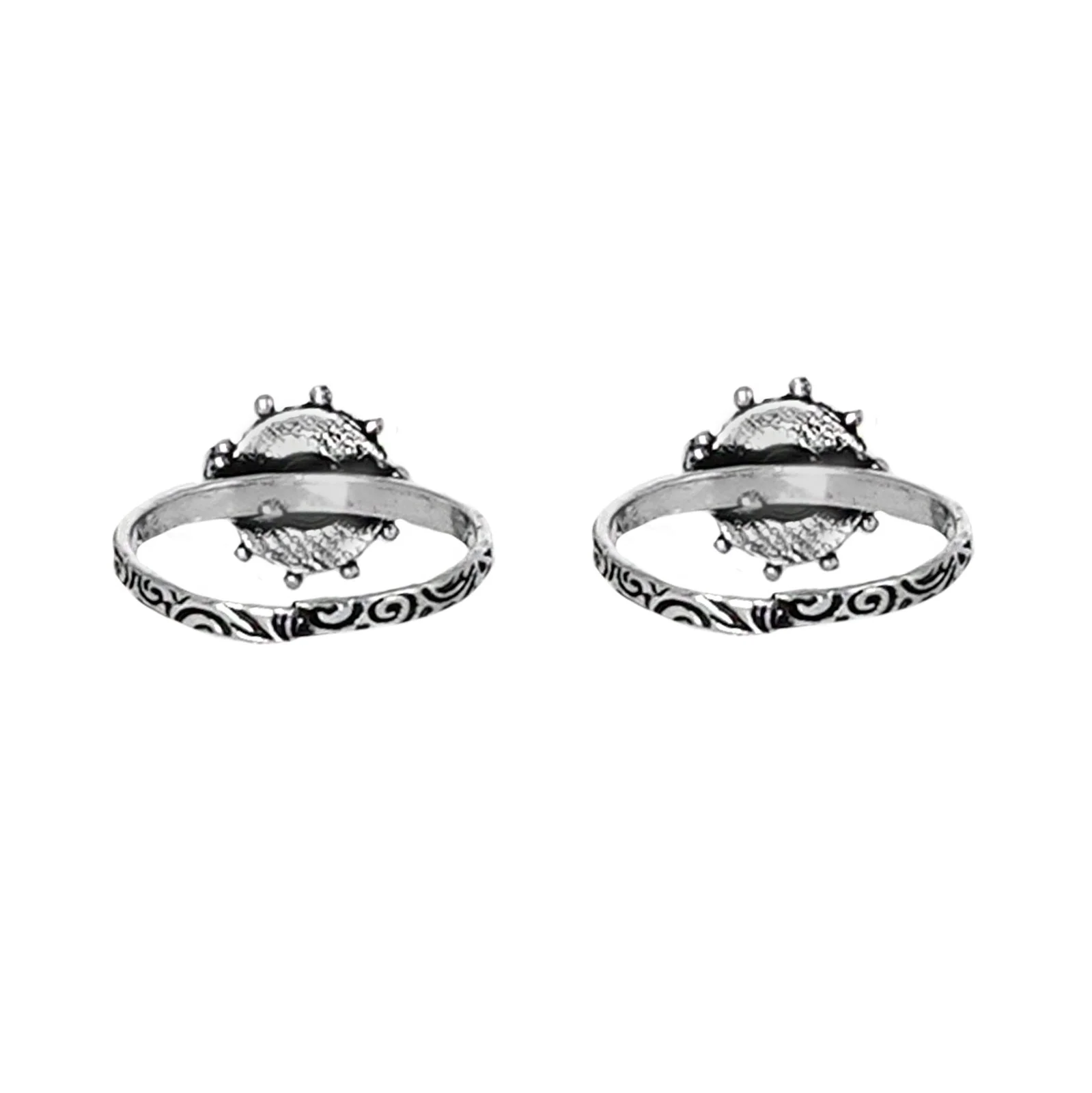 Teejh Vihana Black Stone Silver Oxidised Toe Rings - Image 6
