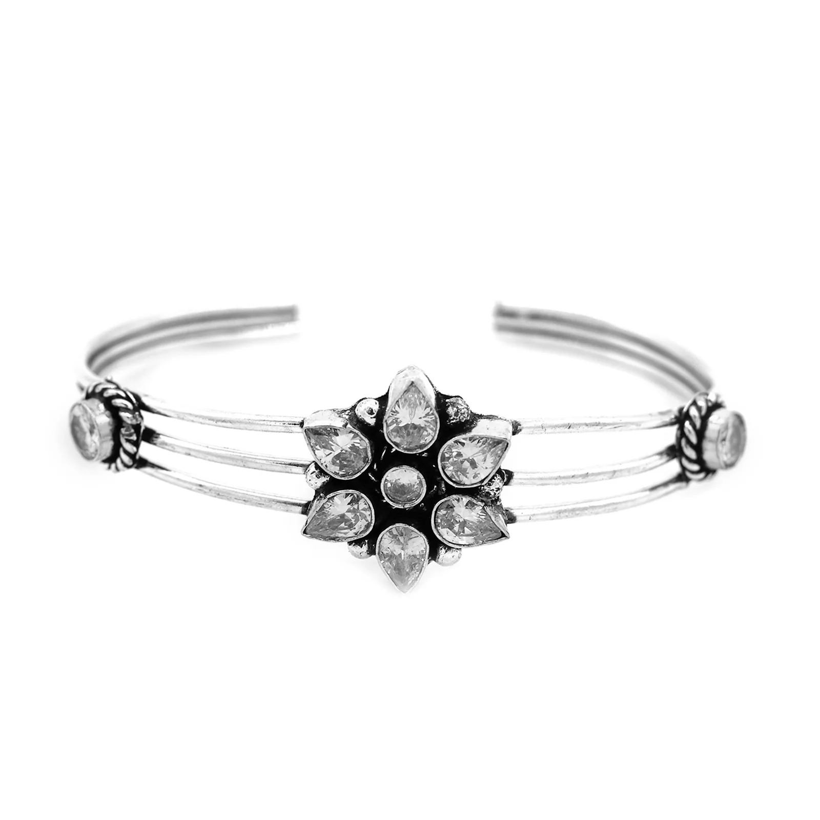 Teejh Zuri White Stone Silver Oxidized Jewellery Gift Set - Image 3