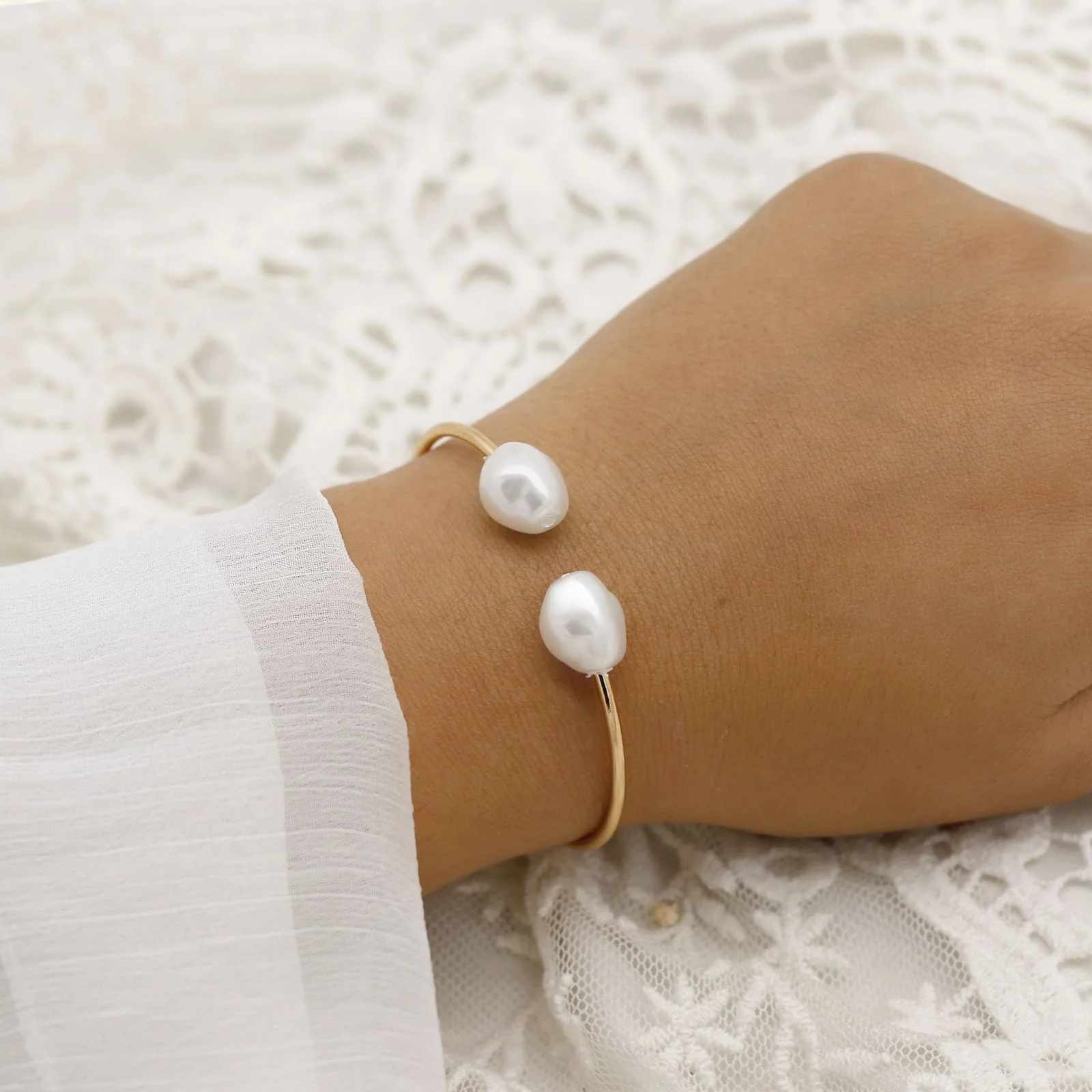 Twin Pearl Gold Bracelet