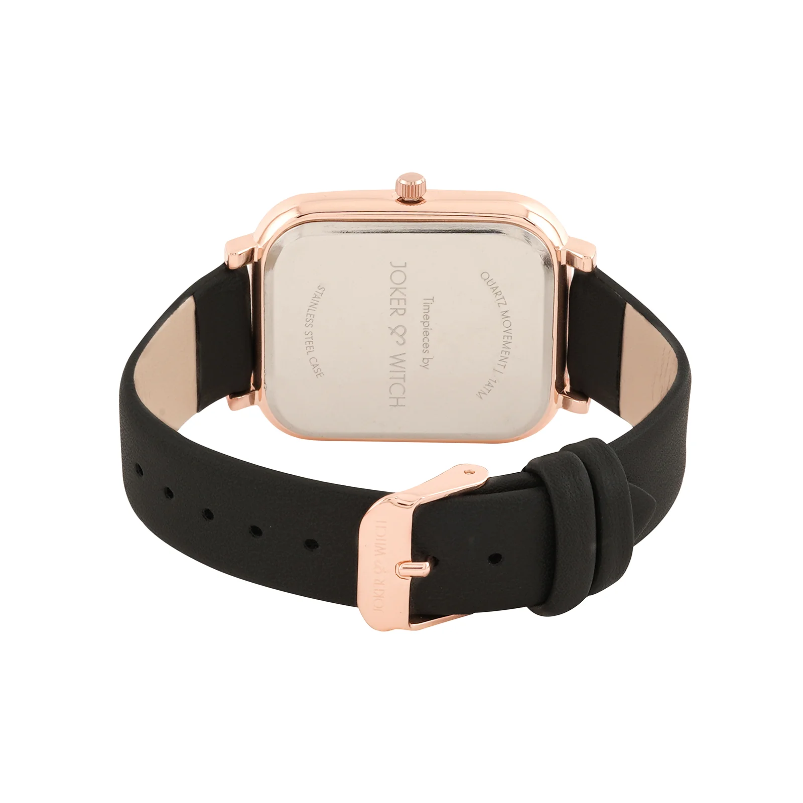 Utopia Black Medium Rectangle Dial PU Strap Unisex Watch - Image 6