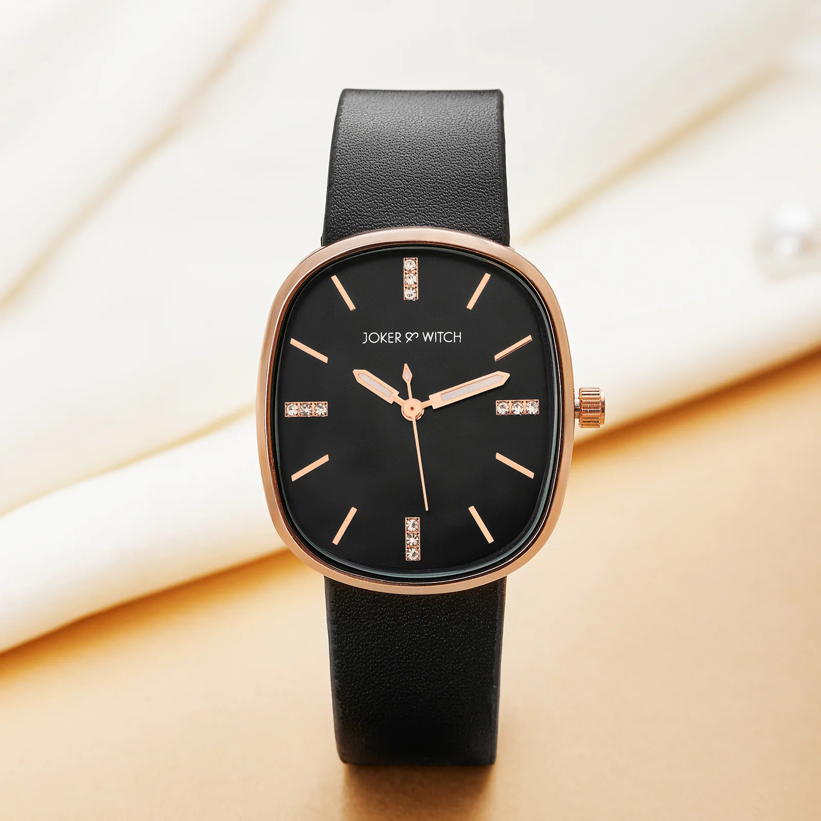 Verona Black Medium Rectangle Dial PU Strap Women's Watch