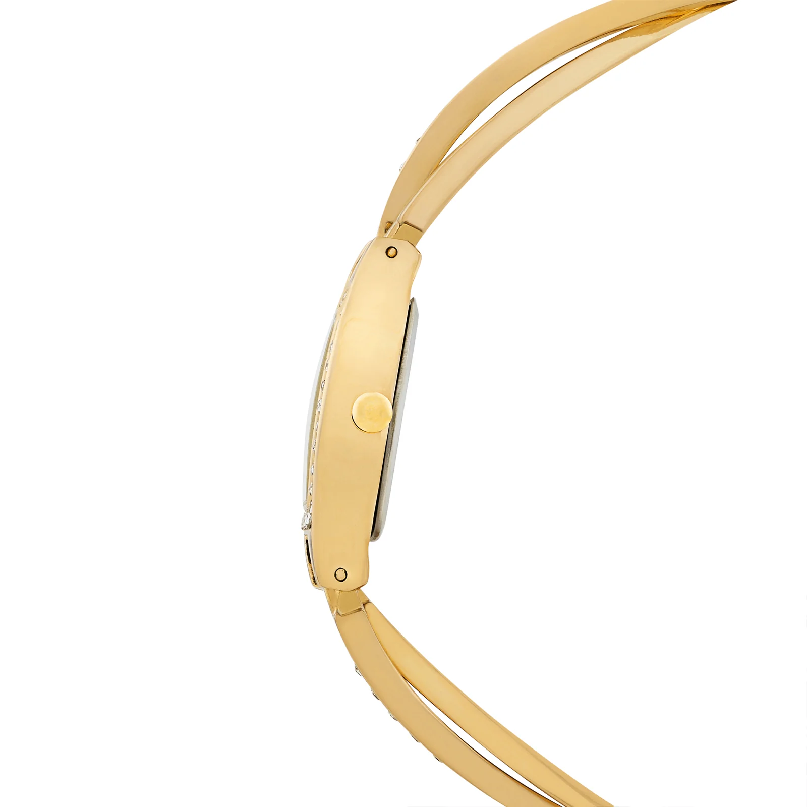 Victoria White Medium Hexagon Rhinestone Dial Gold Bracelet Strap Women's Watch - Image 5