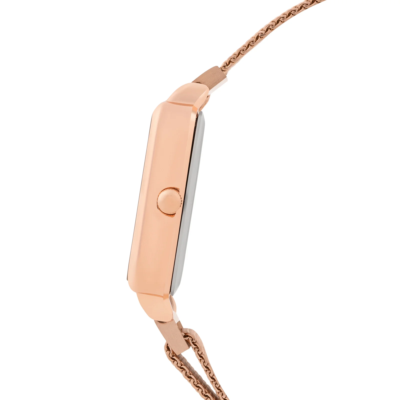 Vintage Maroon Small Square Dial Rose Gold Mesh Strap Women's Watch - Image 5